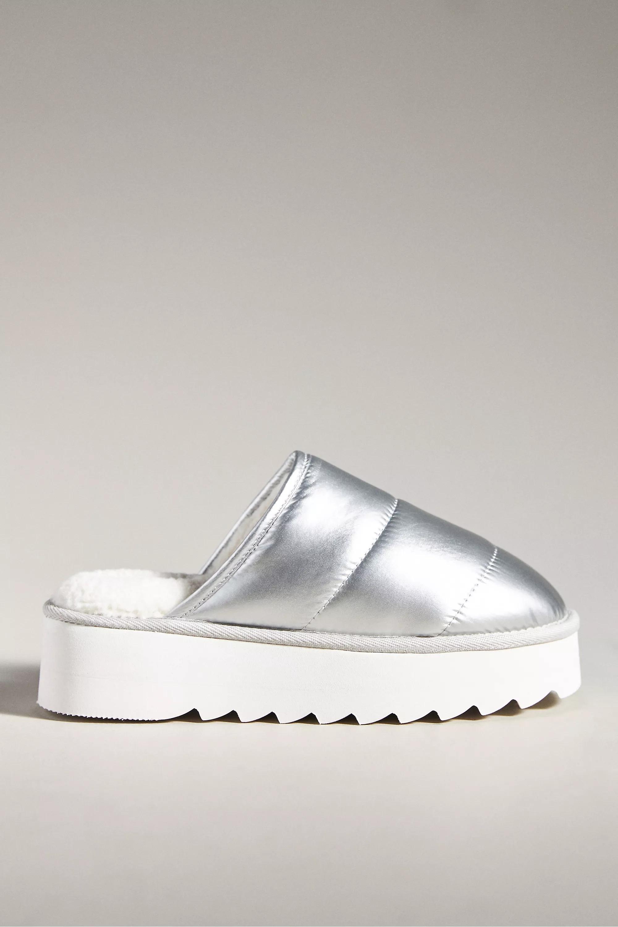 By Maeve Puffy Platform Slippers, Silver, A501_0007, medium