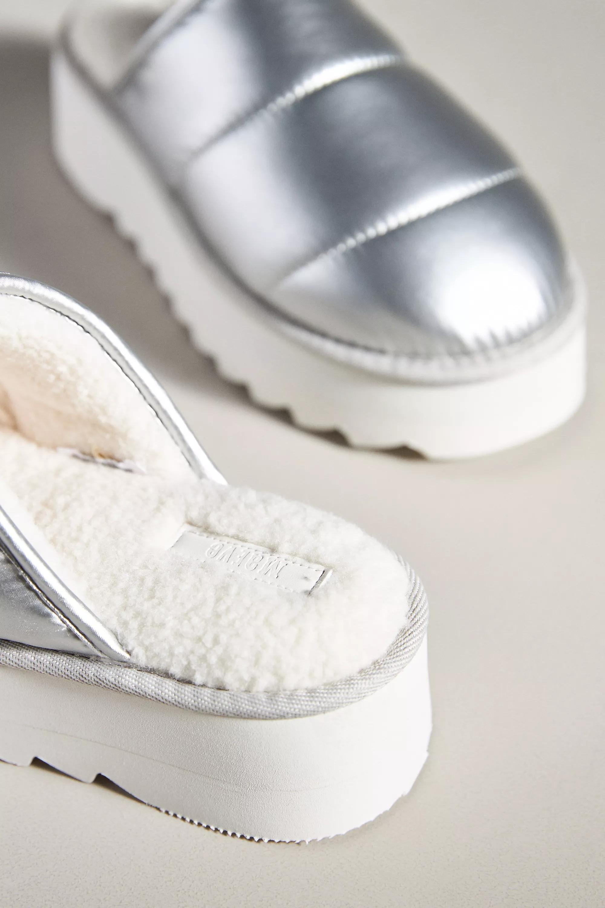 By Maeve Puffy Platform Slippers, Silver, A501_0007, medium