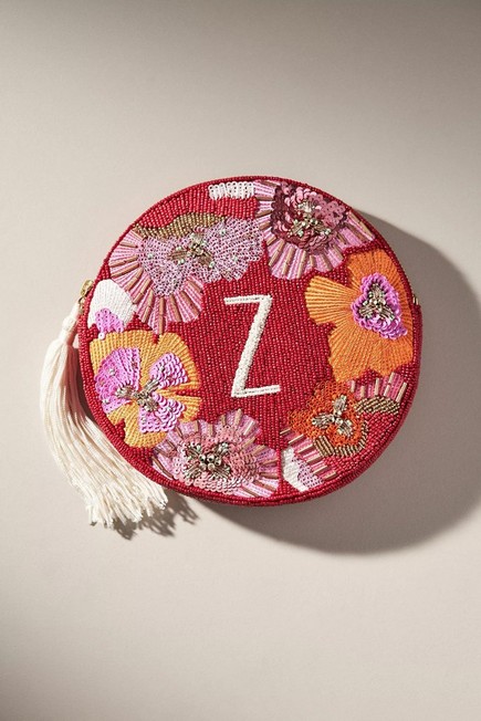 Anthropologie - Z Monogram Embellished Pouch, Red