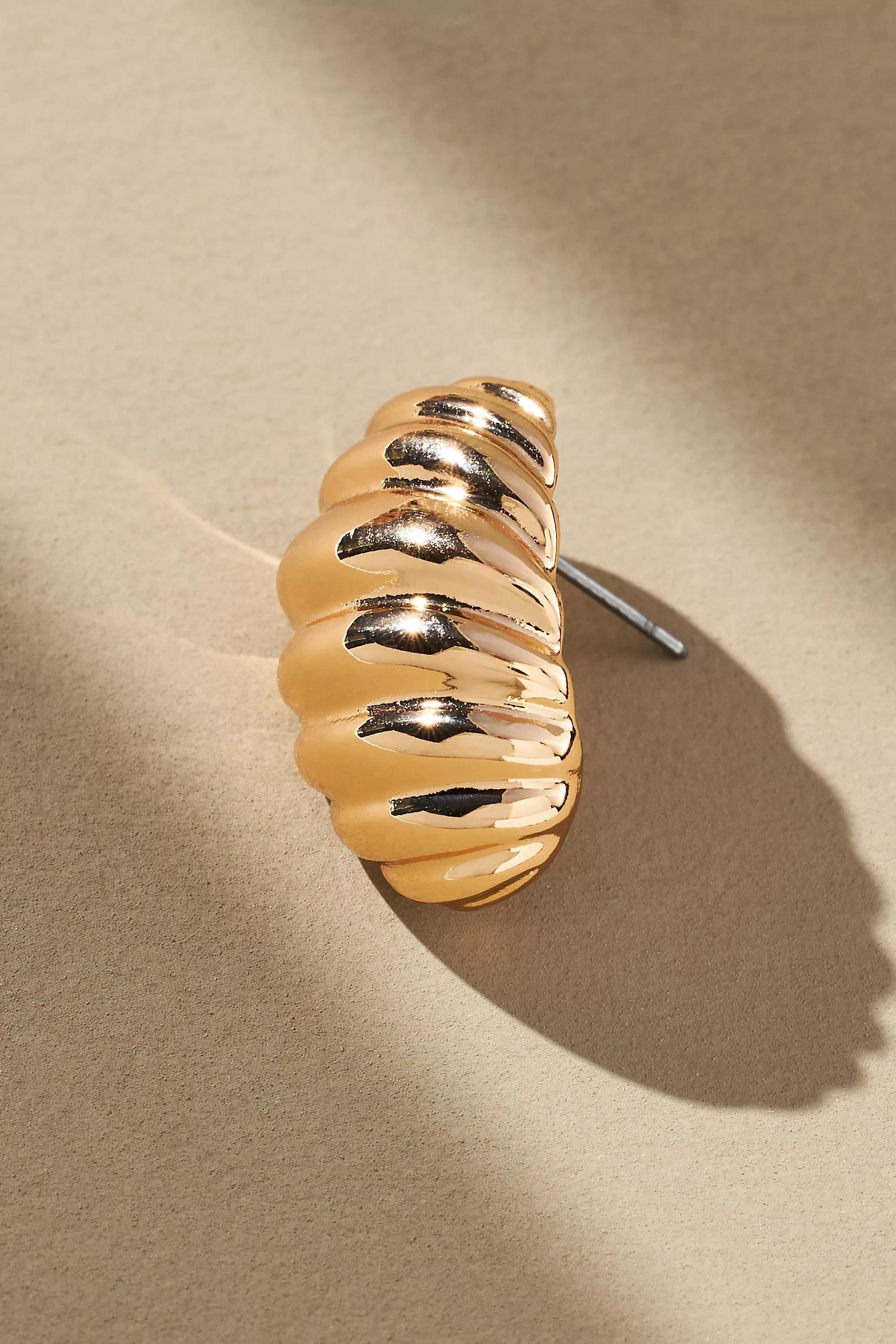 Ribbed Croissant Statement Earrings, Gold, , large image number 3
