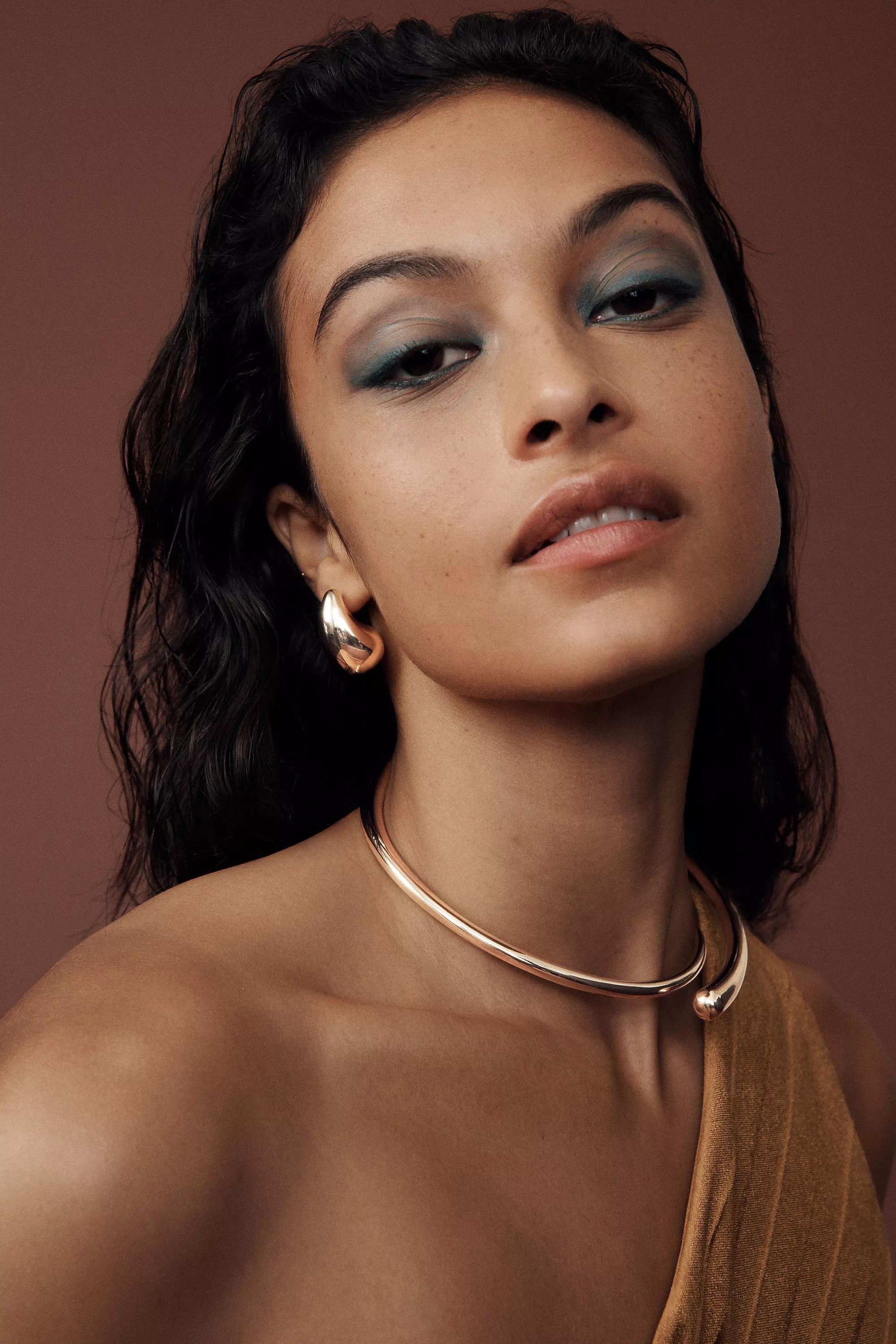 Chunky Molten Choker Necklace, Gold, , large image number 0