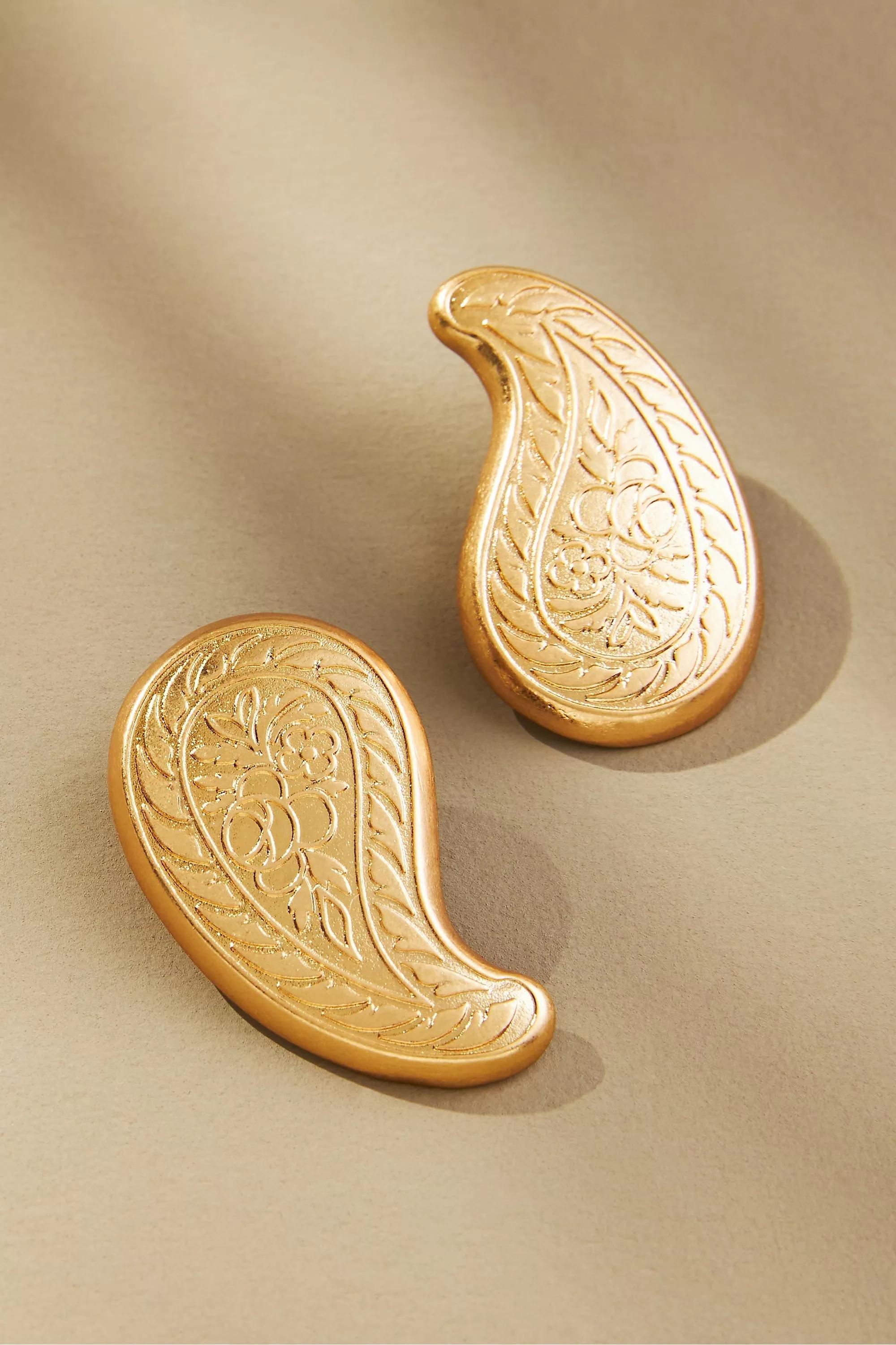 Floral Paisley Statement Earrings, Gold, A501_0070, large image number 0