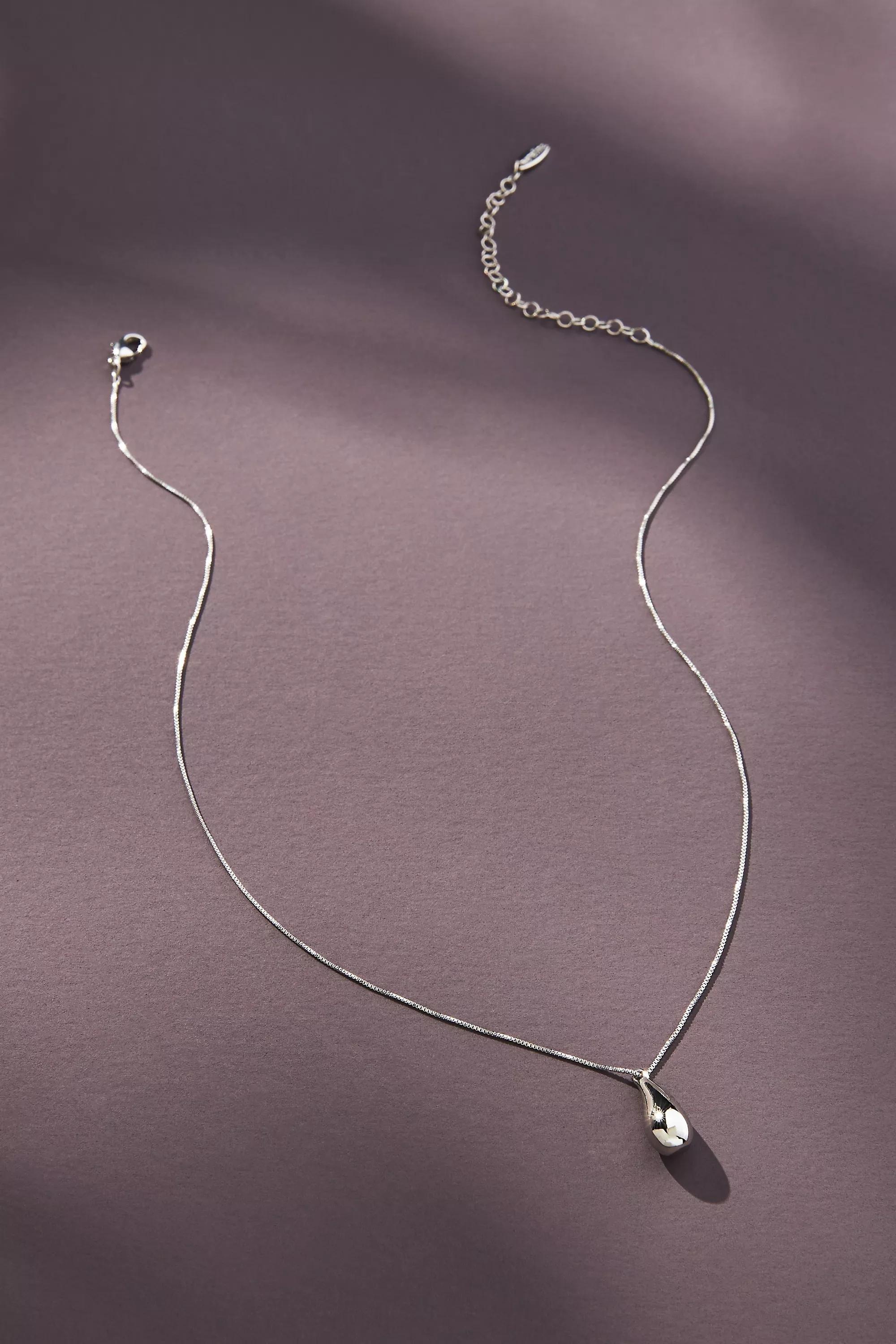 Teardrop Pendant Necklace, Silver, A501_0007, large image number 0