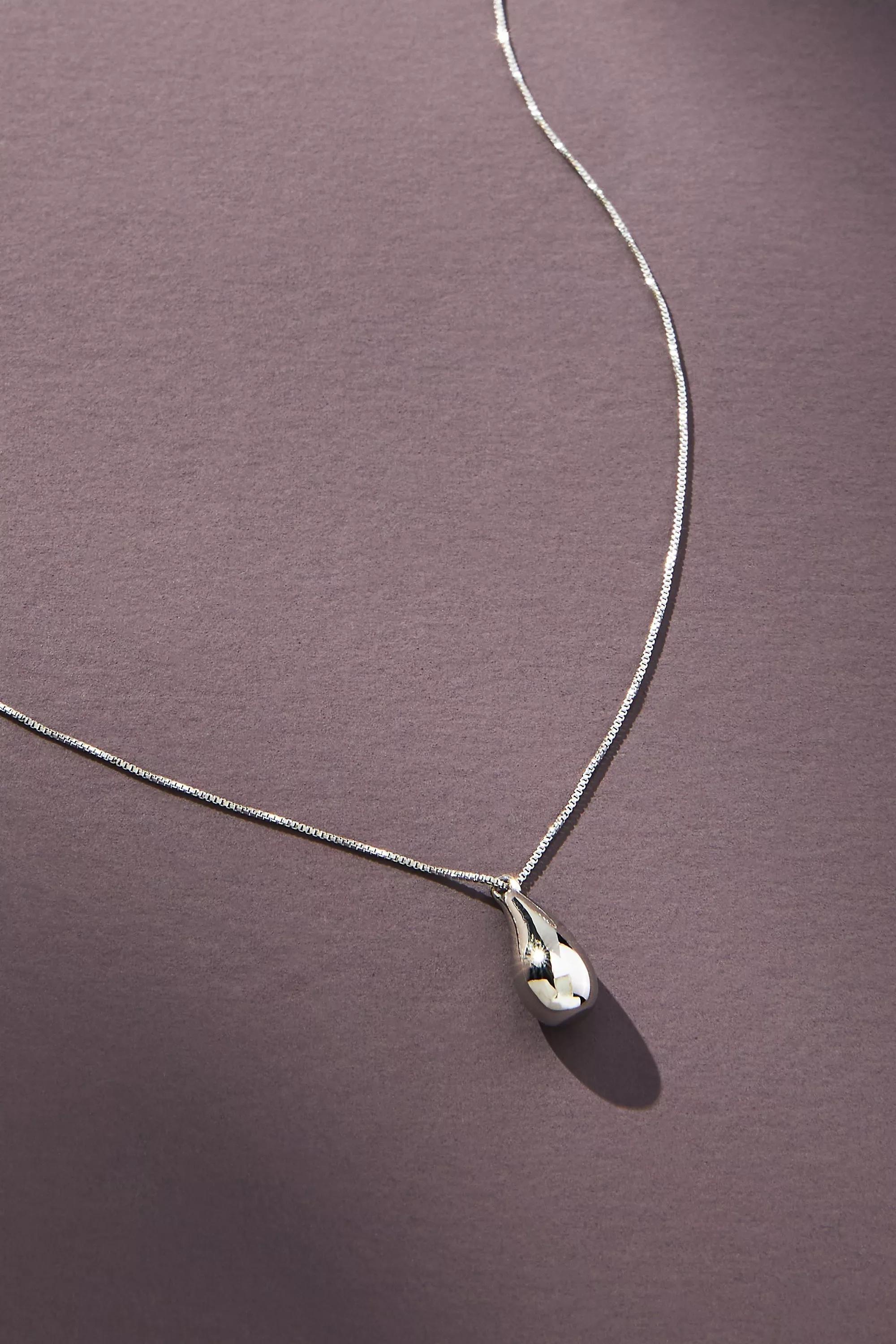 Teardrop Pendant Necklace, Silver, A501_0007, large image number 2