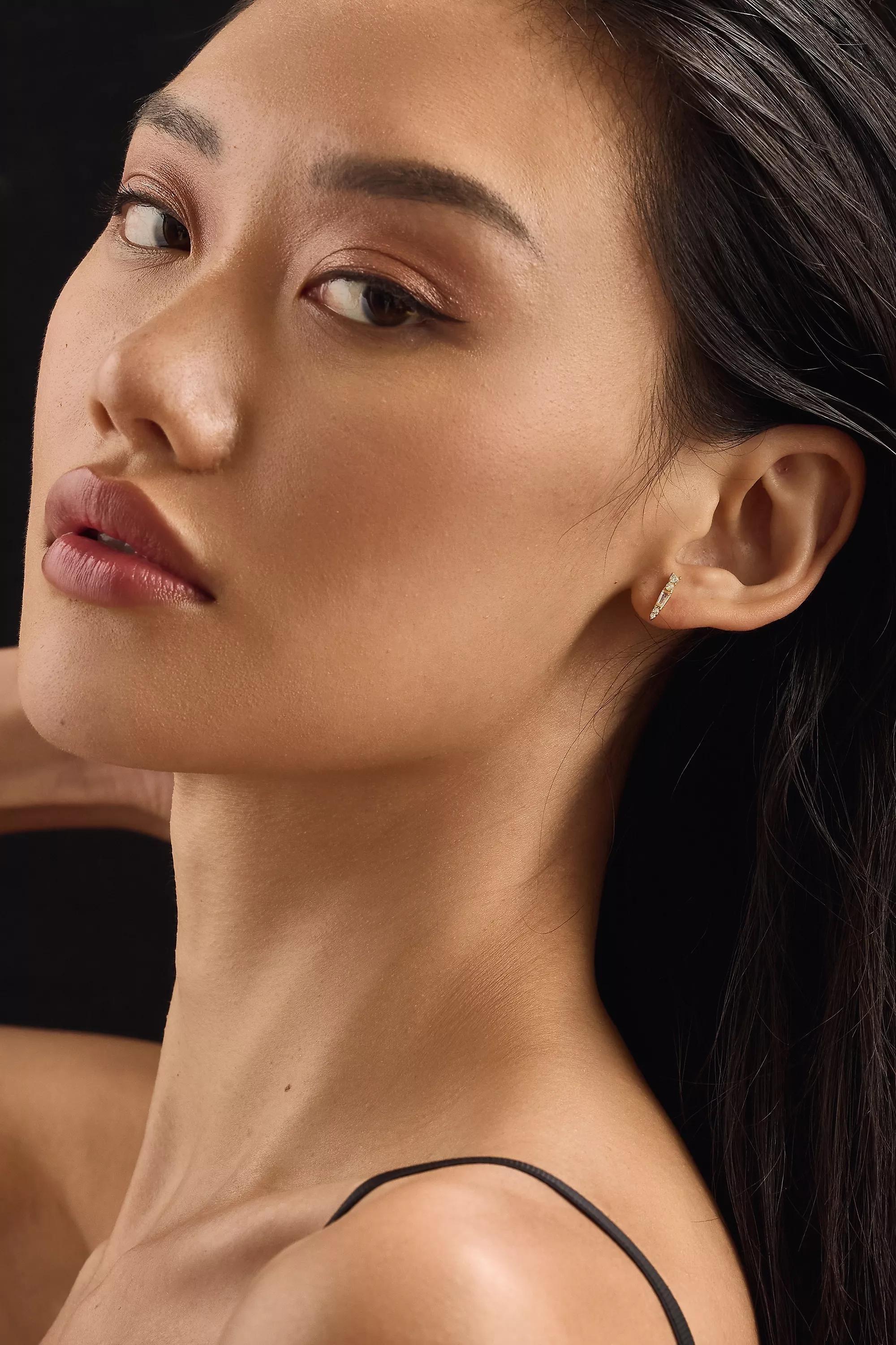 Crystal Spike Stud Earrings, Gold-Plated, , large image number 0