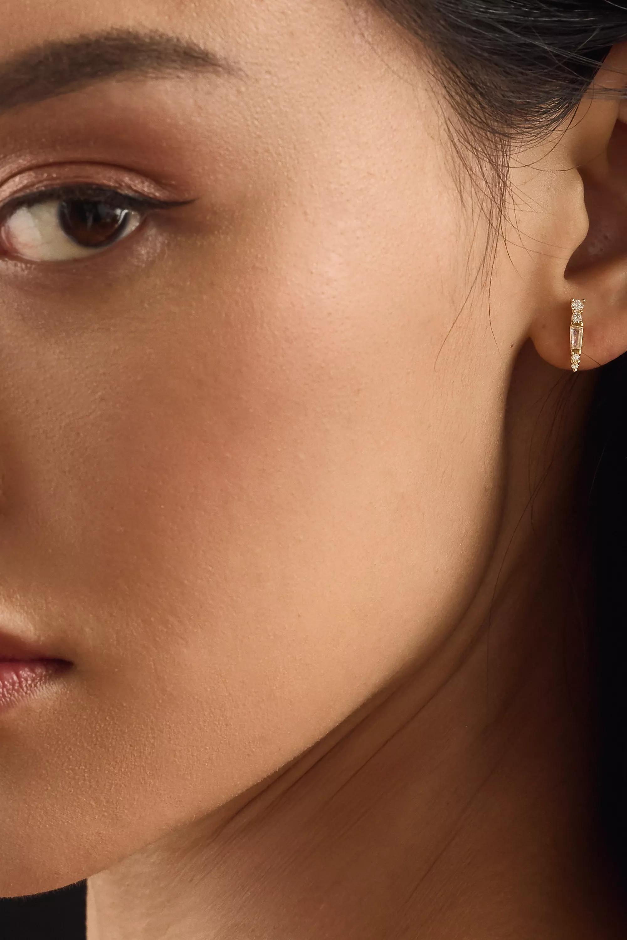 Crystal Spike Stud Earrings, Gold-Plated, , large image number 1