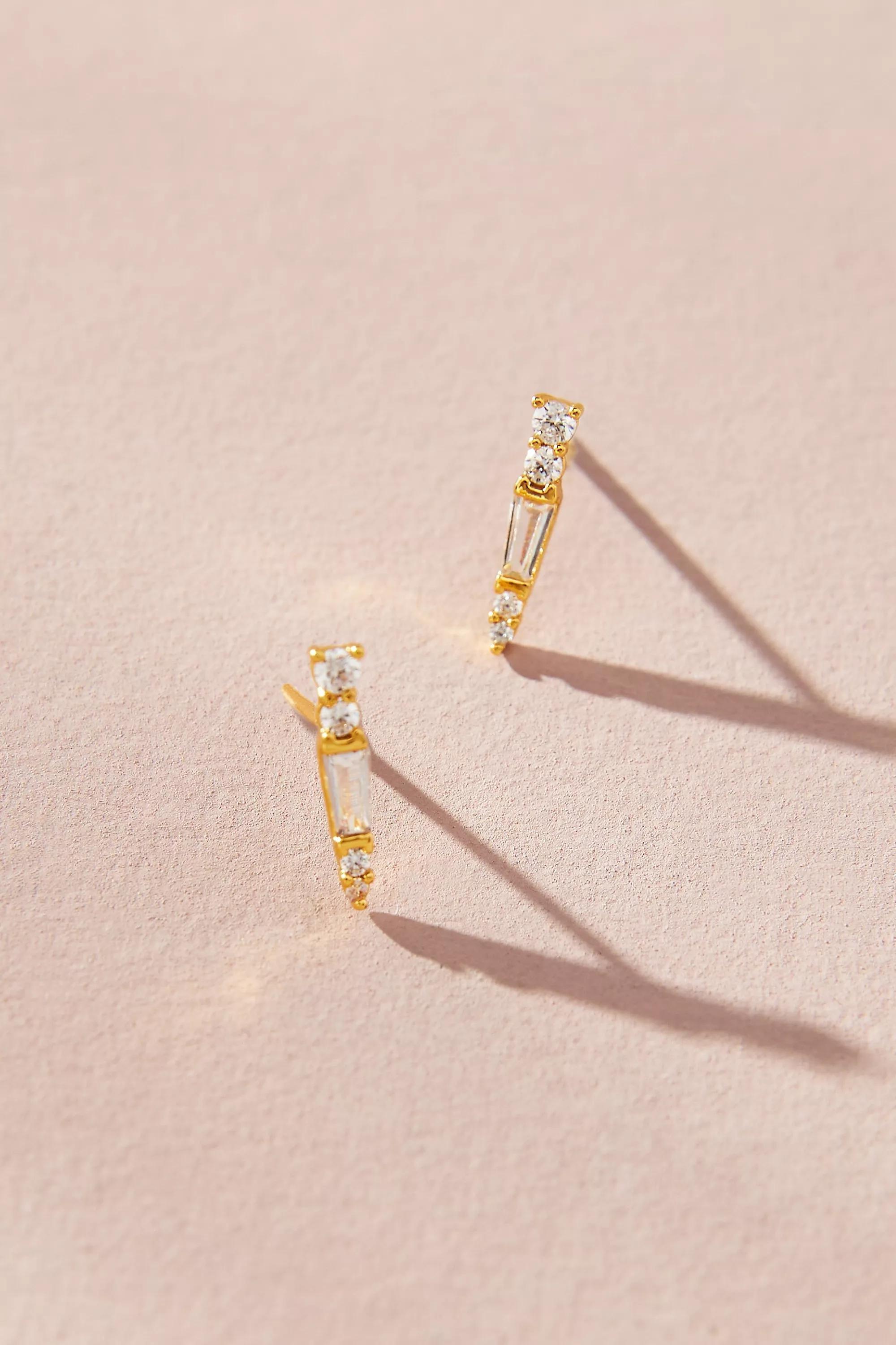 Crystal Spike Stud Earrings, Gold-Plated, , large image number 2