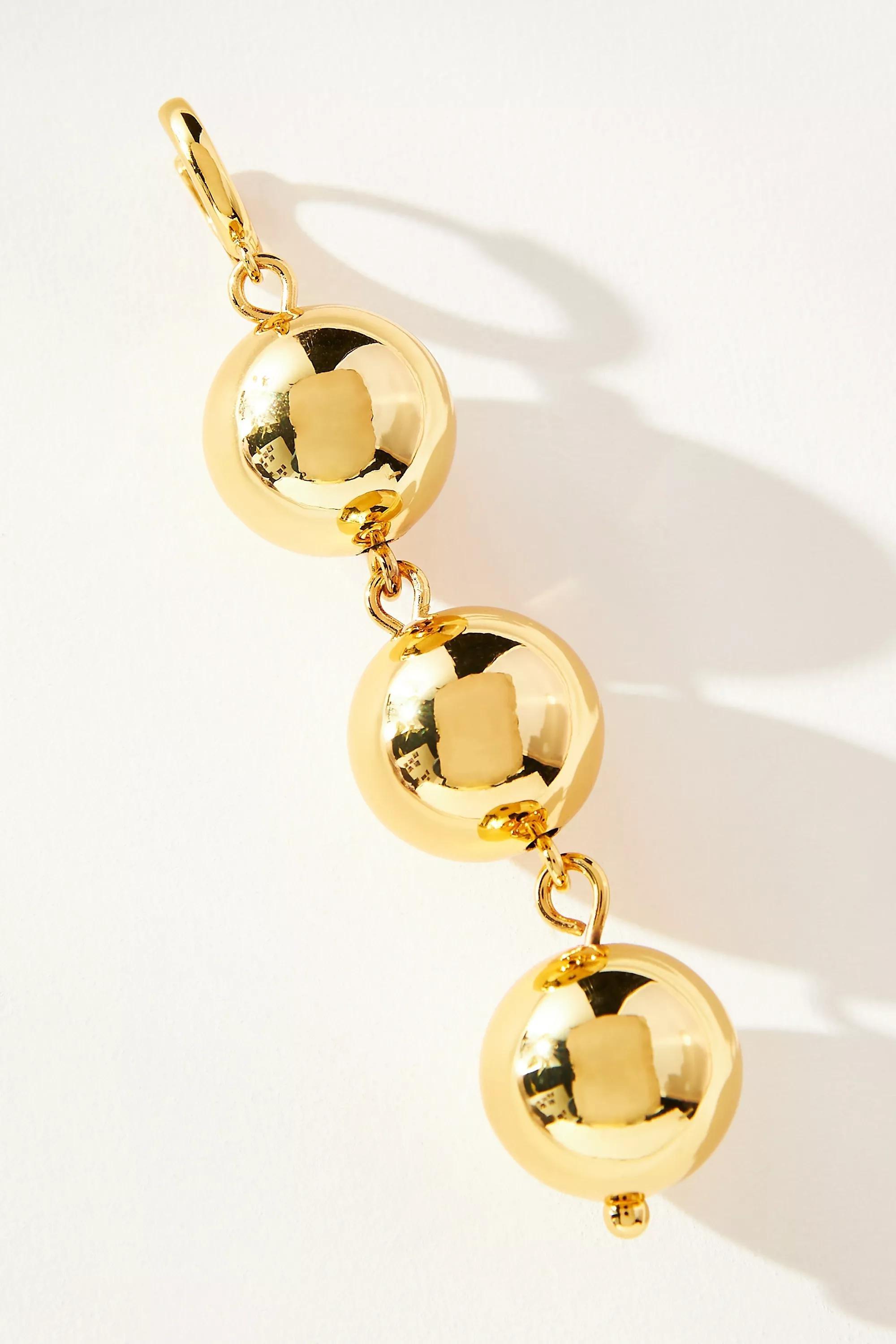 Triple-Sphere Huggie Drop Earrings, Gold, A501_0070, large image number 1