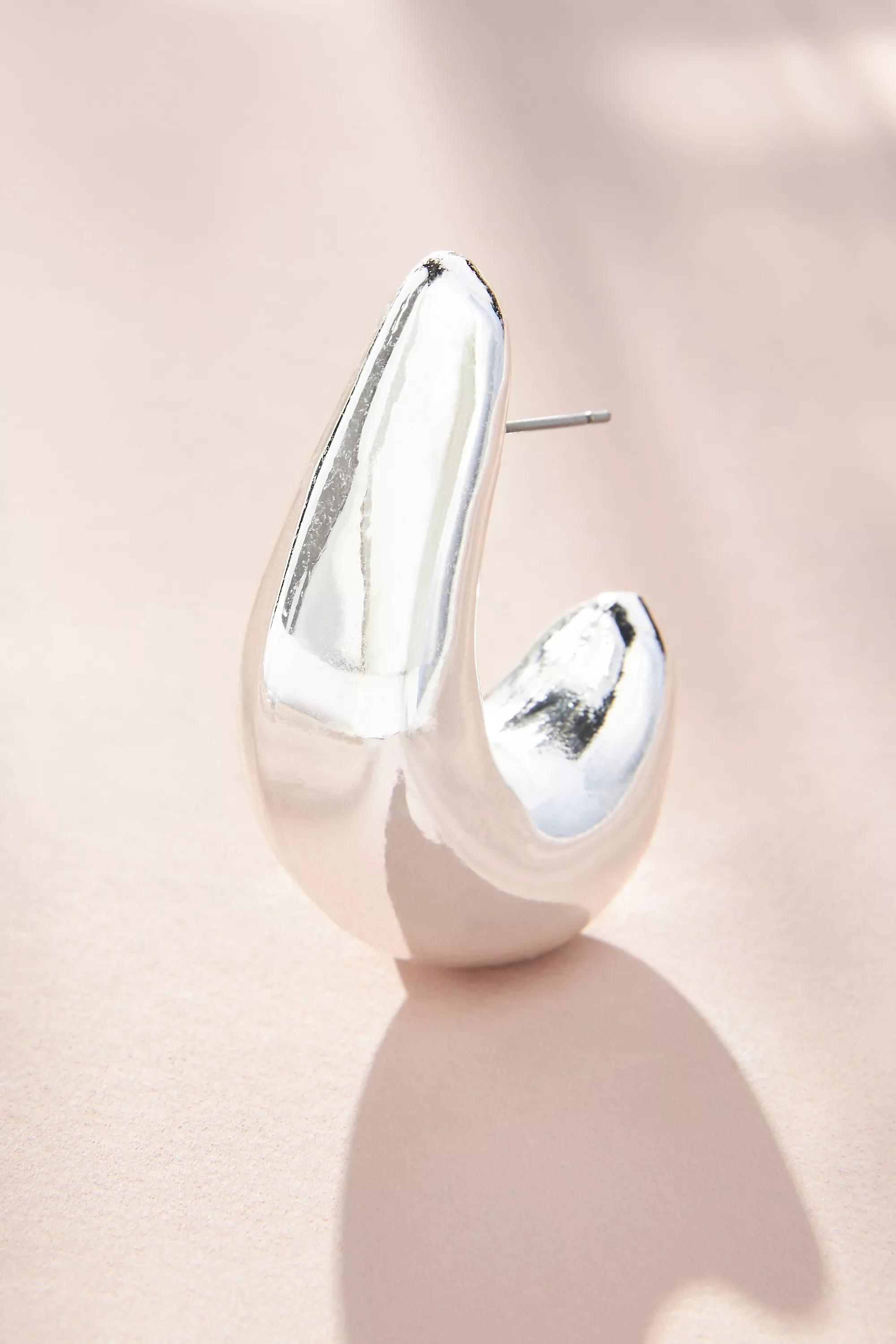 The Petra Curved Drop Earrings, Silver, A501_0007, large image number 1