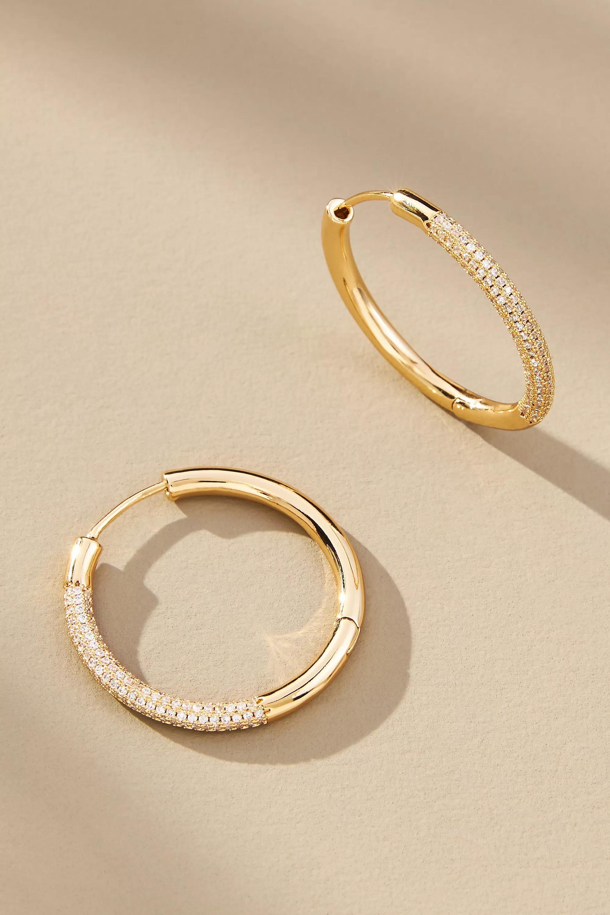 Ear Sf Front Facing Pave, Gold, , large image number 0