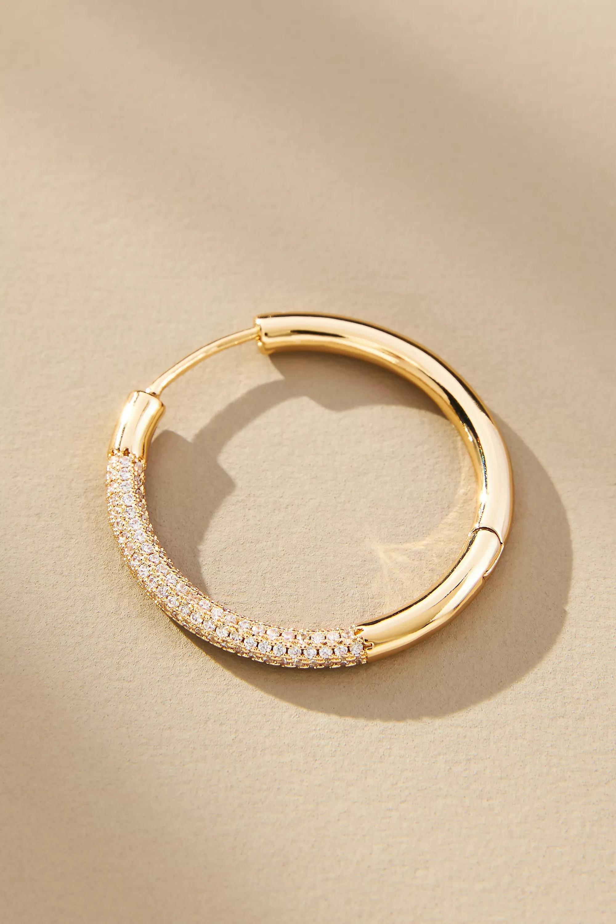 Ear Sf Front Facing Pave, Gold, , large image number 1