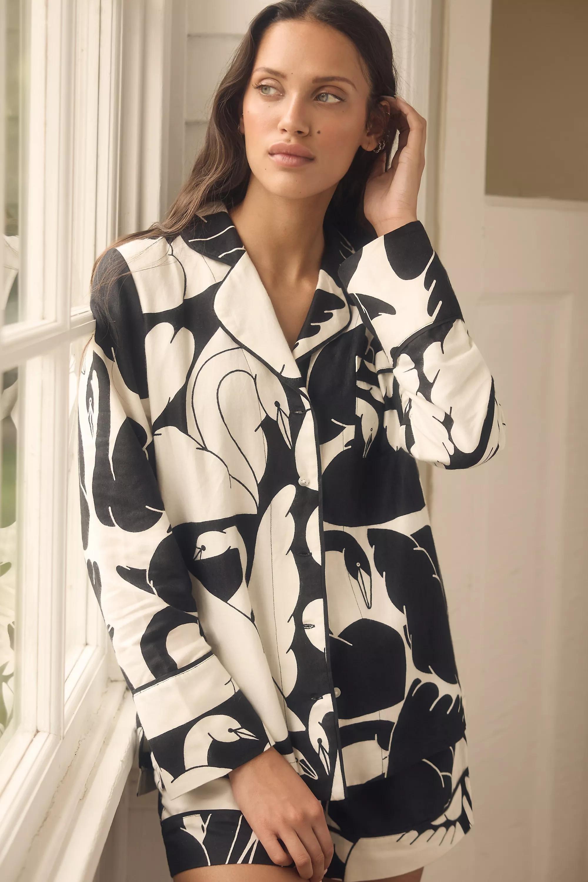 Flannel Button-Down Pyjama Top, Multicolour, , large image number 1