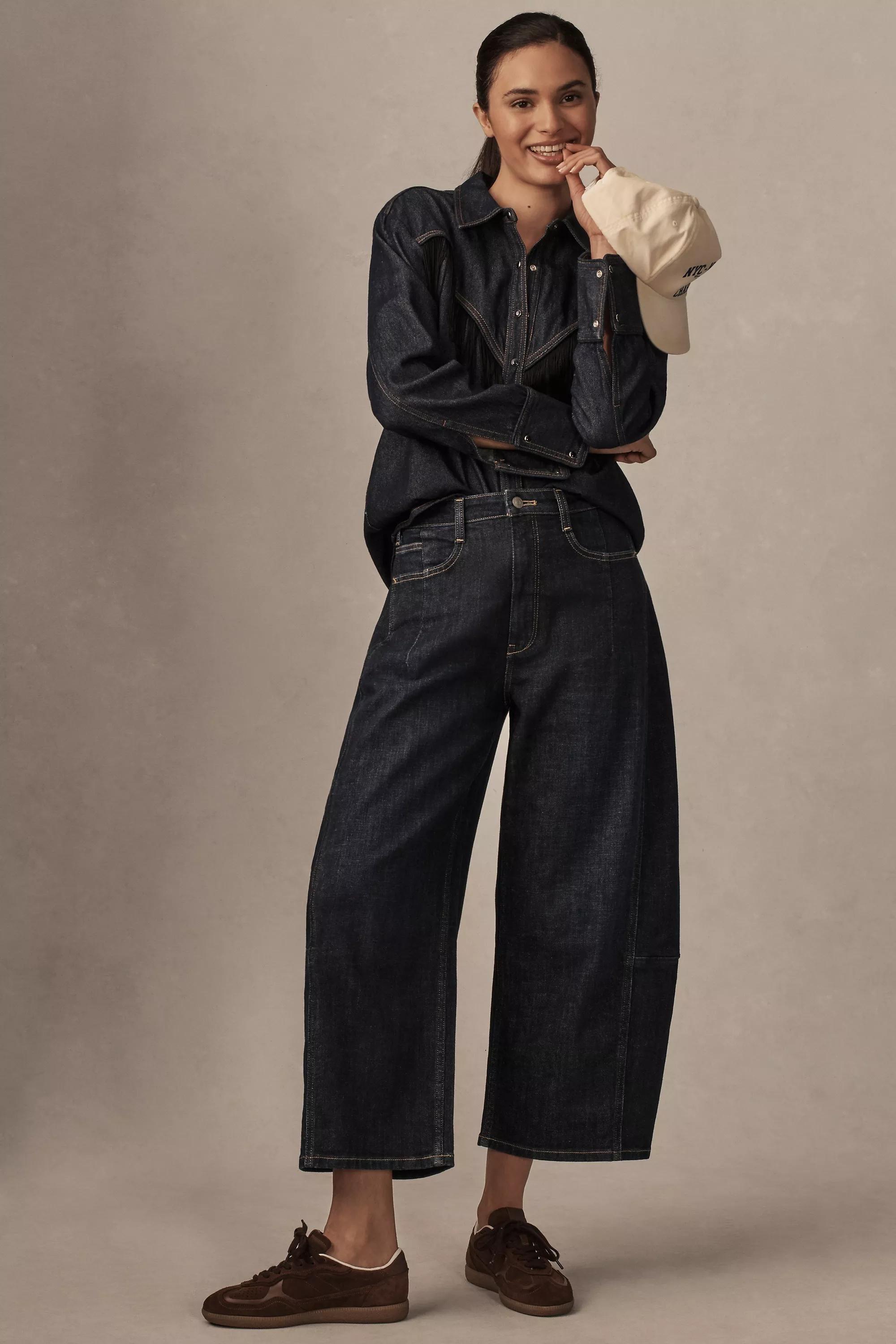 Pilcro Heritage Curve Mid-Rise Wide-Leg Jeans, Black, , medium