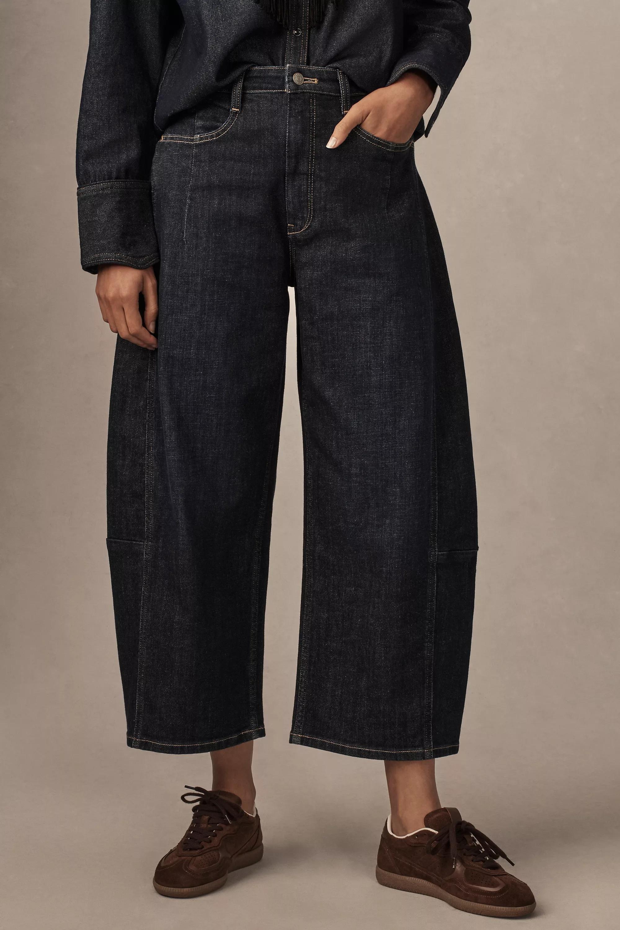 Pilcro Heritage Curve Mid-Rise Wide-Leg Jeans, Black, A501_0091, large image number 1
