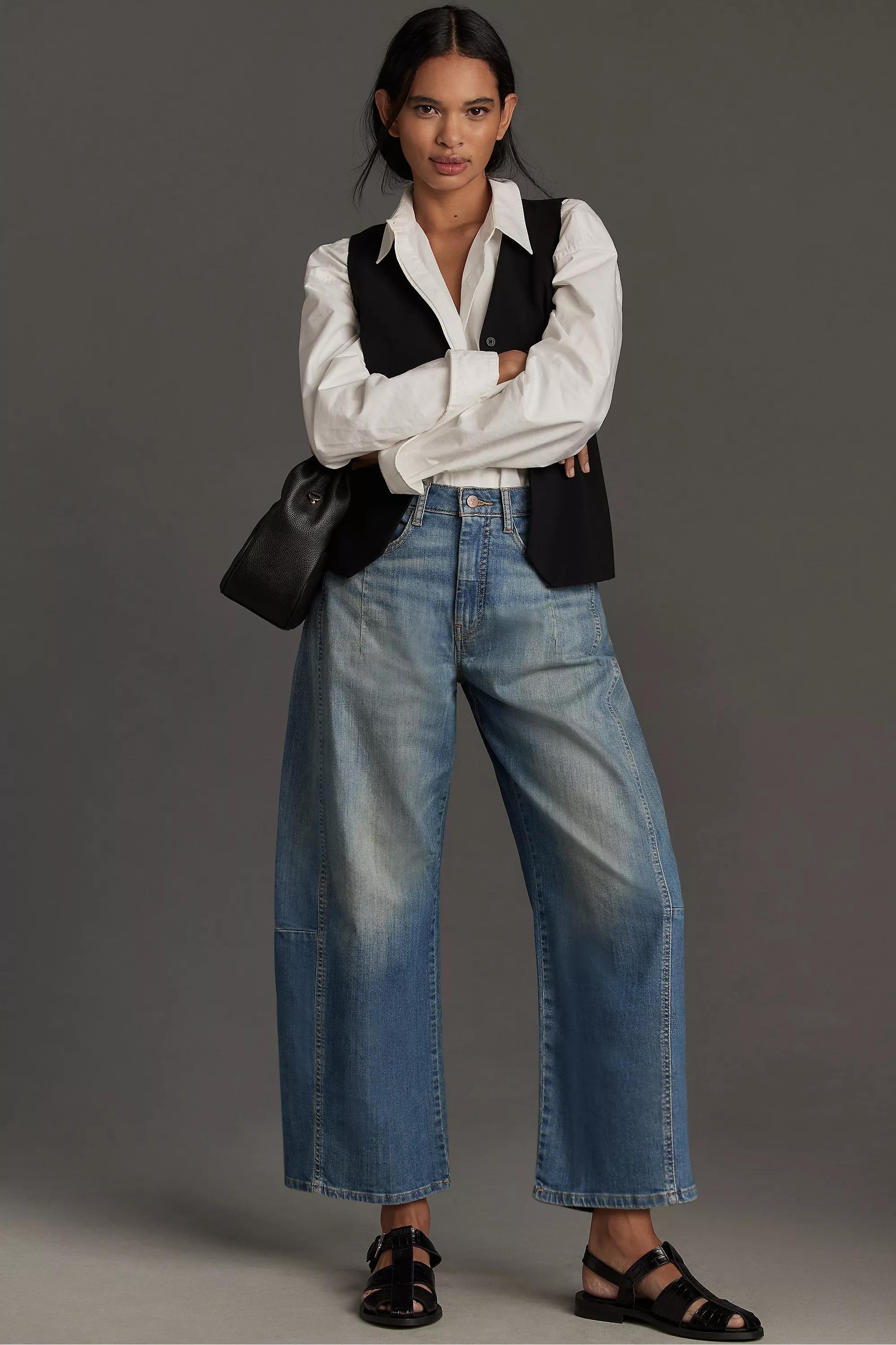 Pilcro Denim Heritage Curve Mid-Rise Wide-Leg Jeans, Blue, , large image number 0