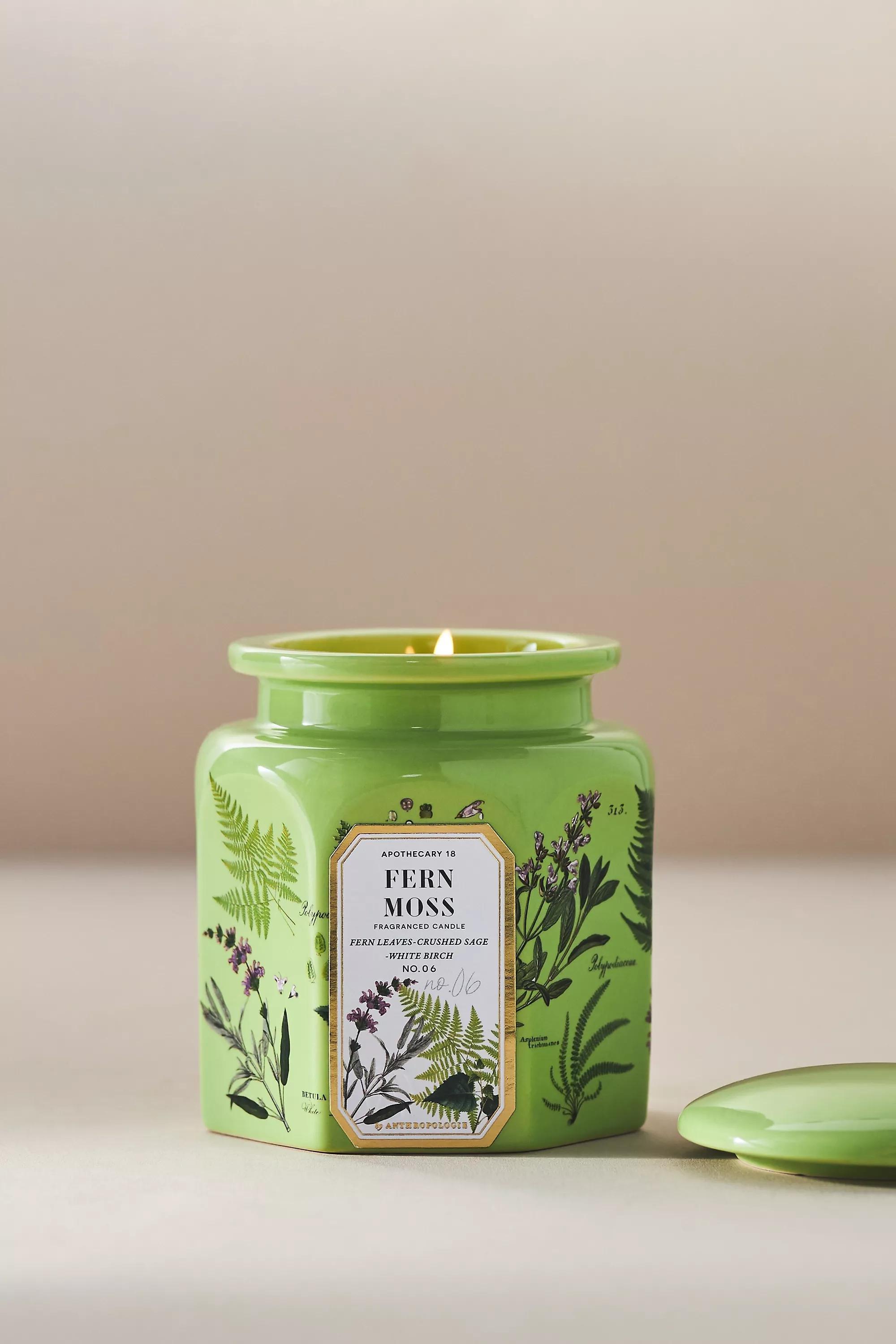 Apothecary 18 Night Gardenia Ceramic Jar Candle, Green, A501_0237, large image number 0