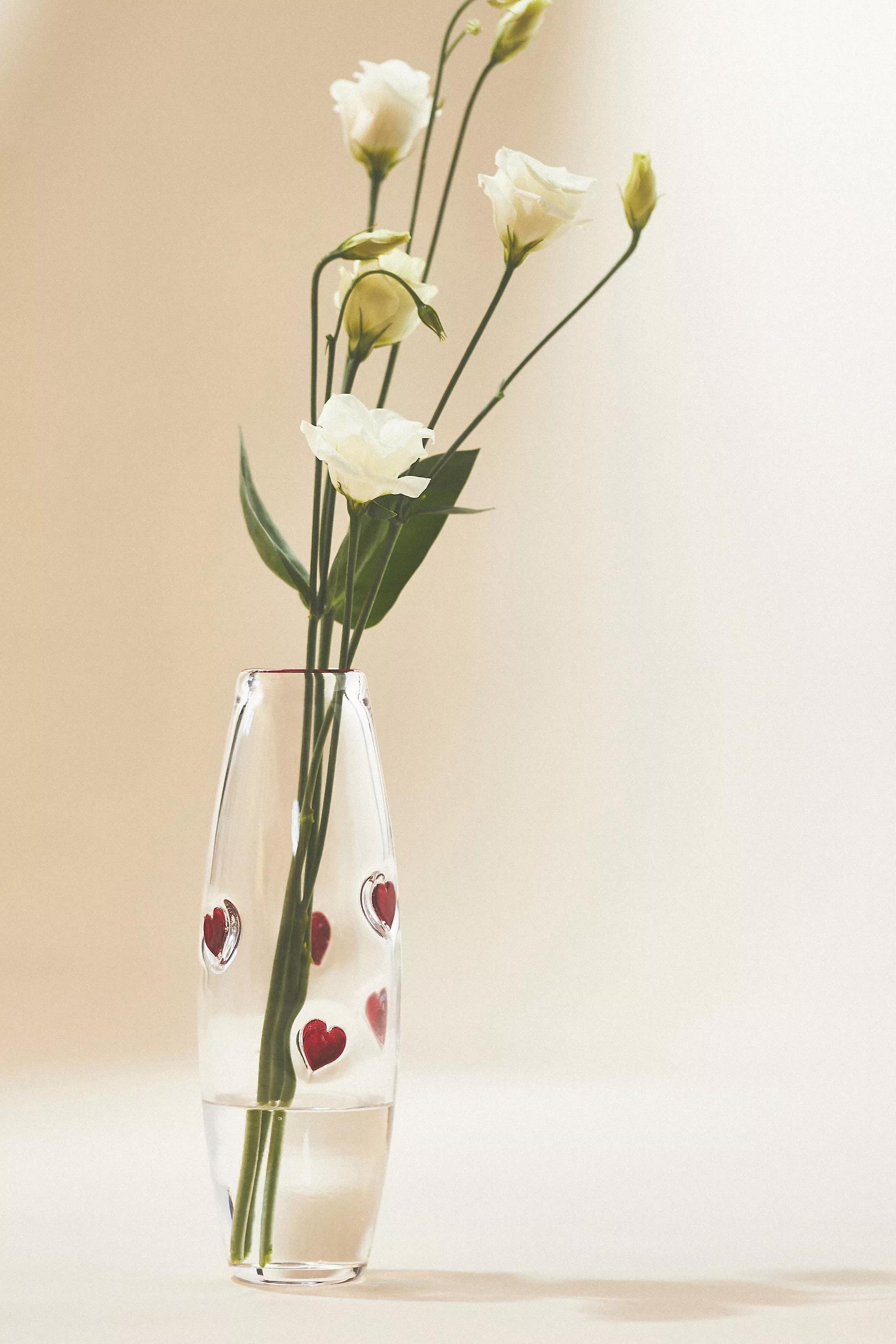 Heart Icon Tall Glass Vase, Red, A501_0060, large image number 0