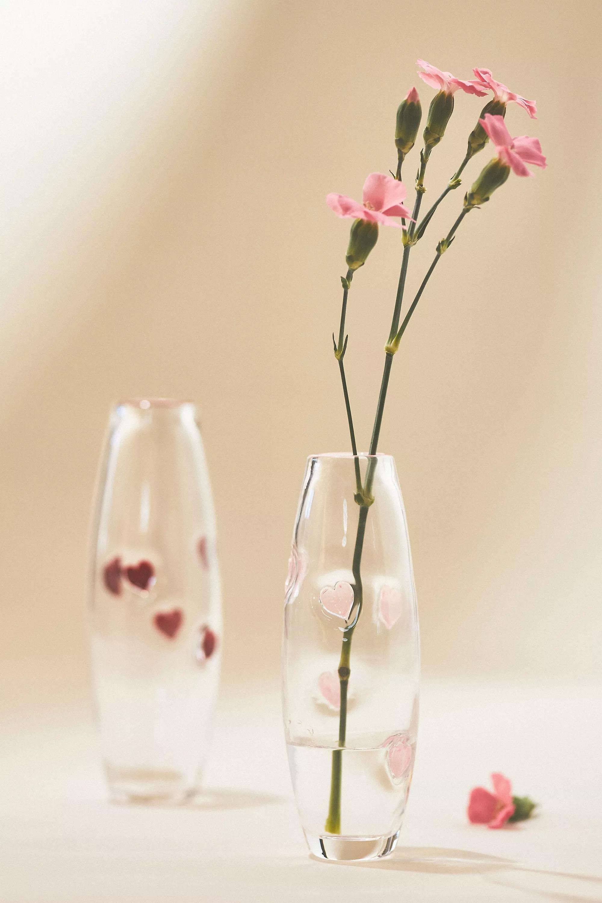 Heart Icon Tall Glass Vase, Red, A501_0060, large image number 3
