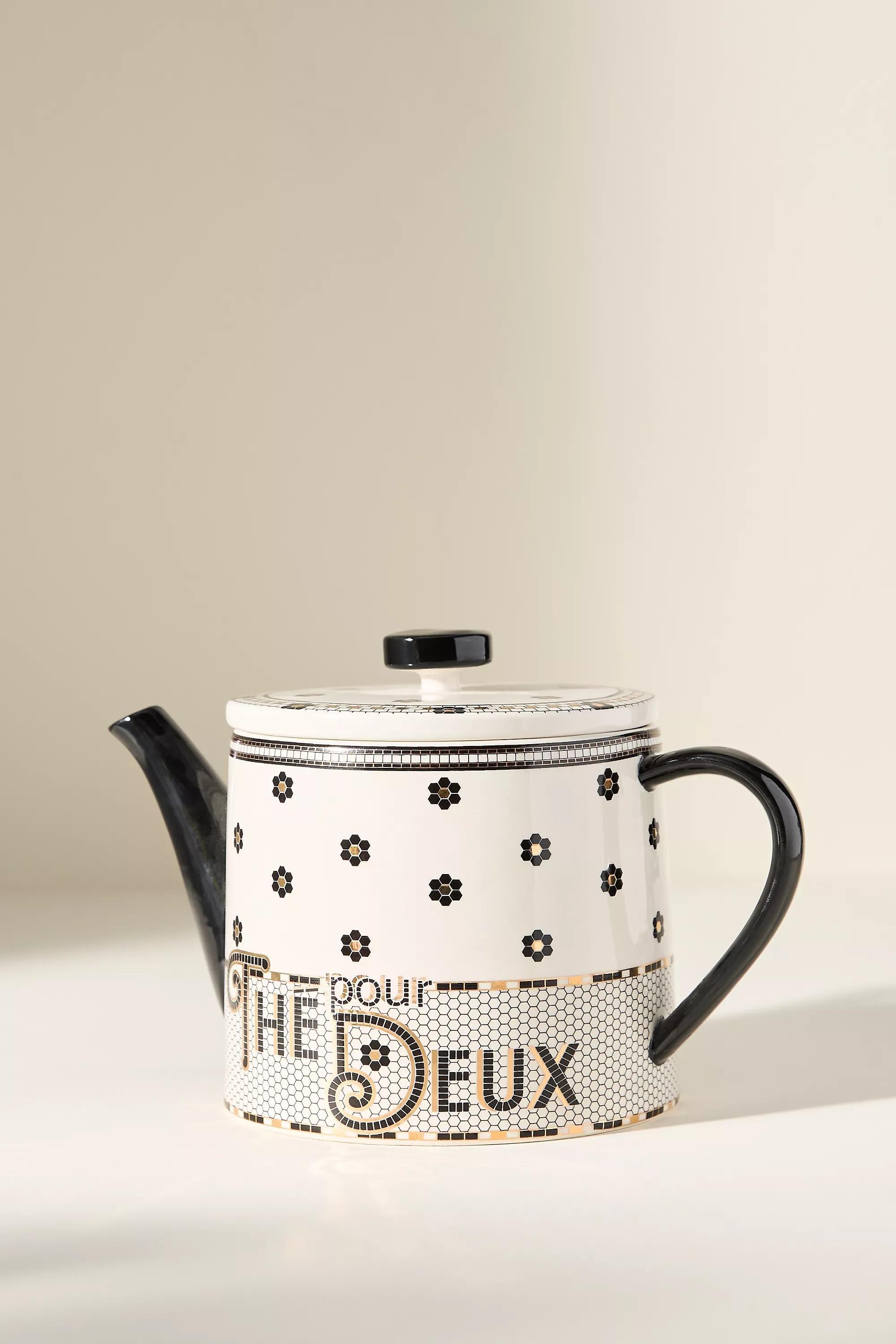 The Bistro Tile Stoneware Teapot, Multicolour, , medium