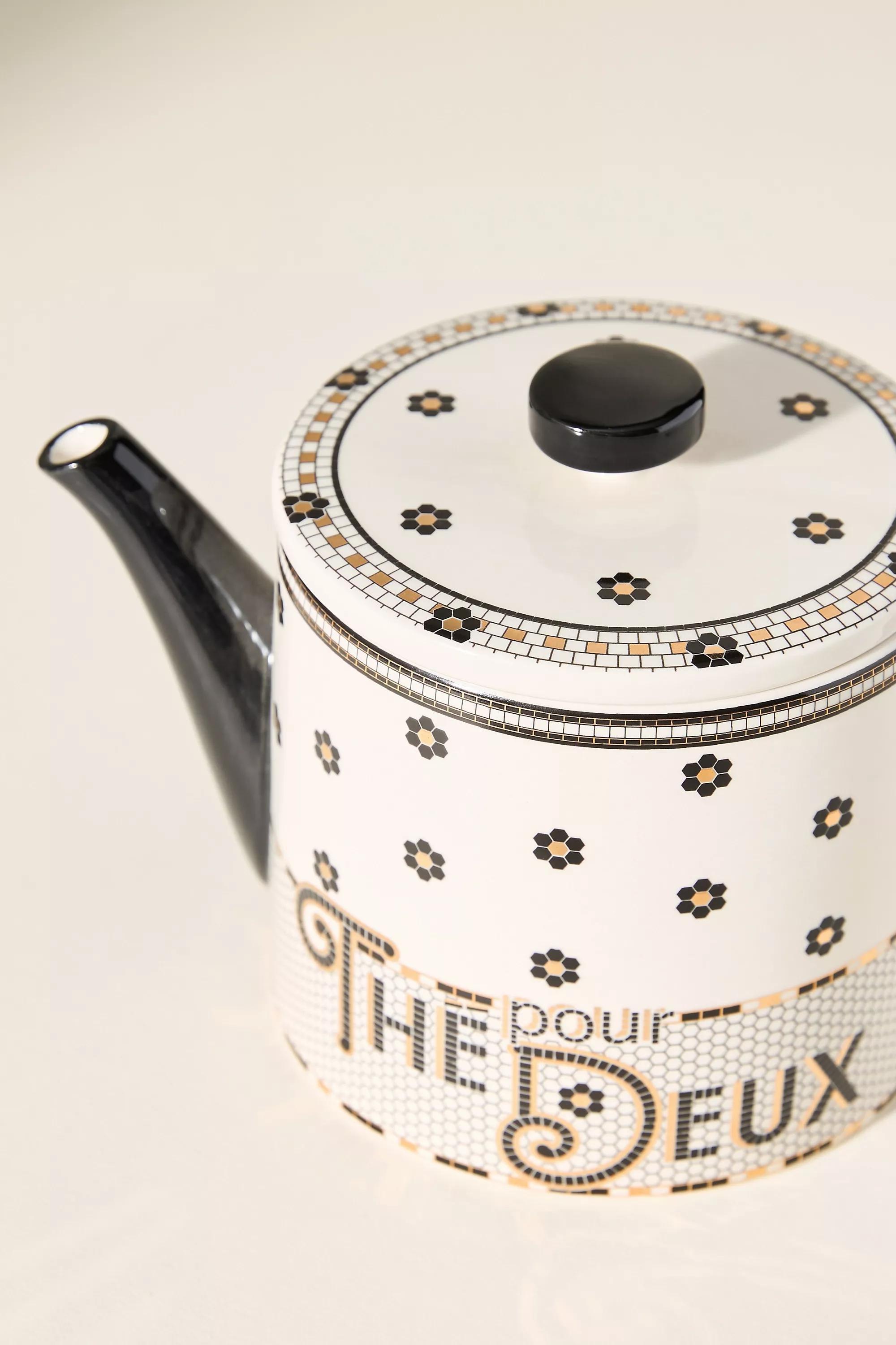 The Bistro Tile Stoneware Teapot, Multicolour, A501_0018, large image number 2