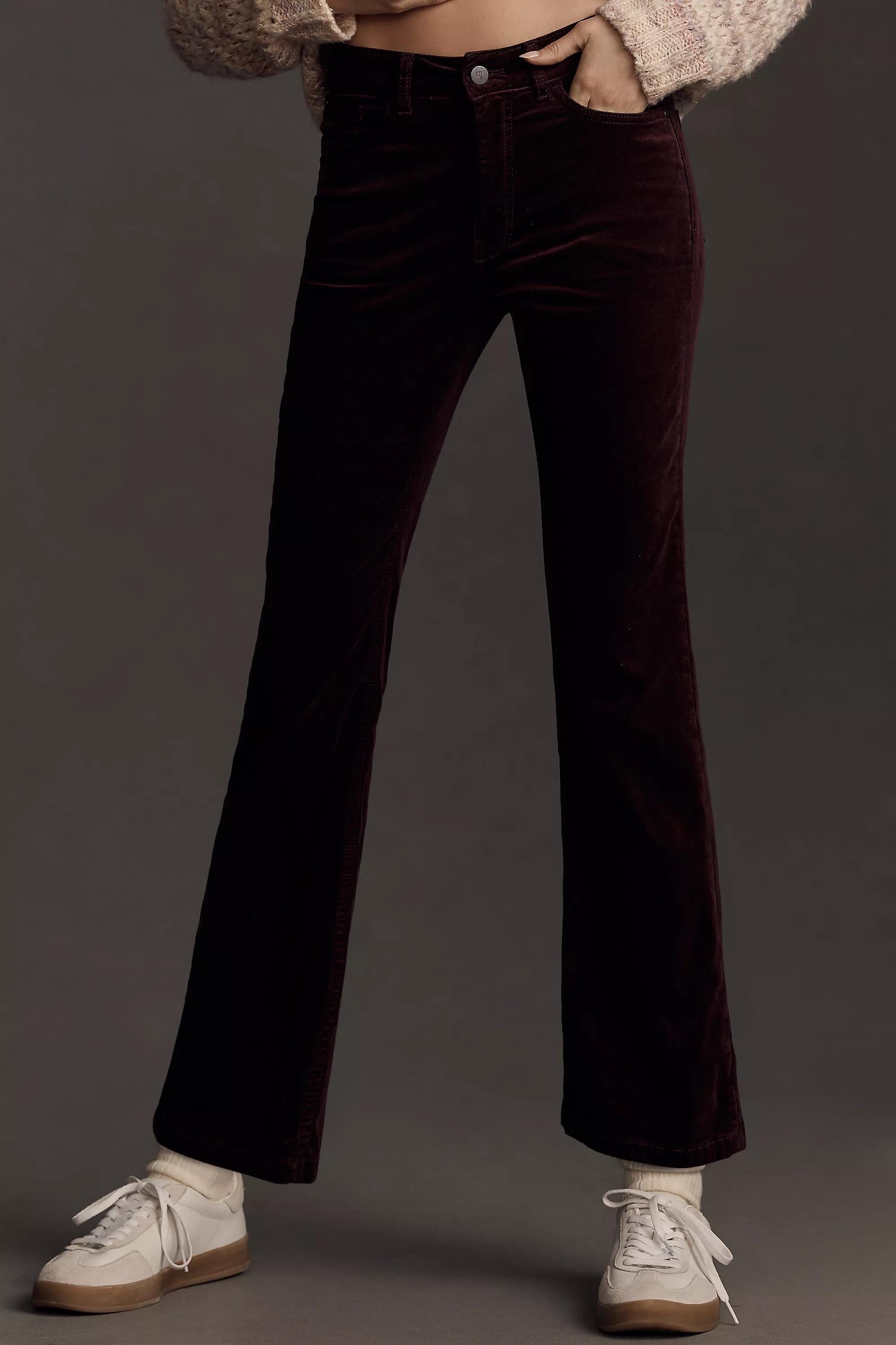 By Pilcro The Yaya Mid-Rise Crop Flare Jeans: Velvet Edition, Red, , large image number 1