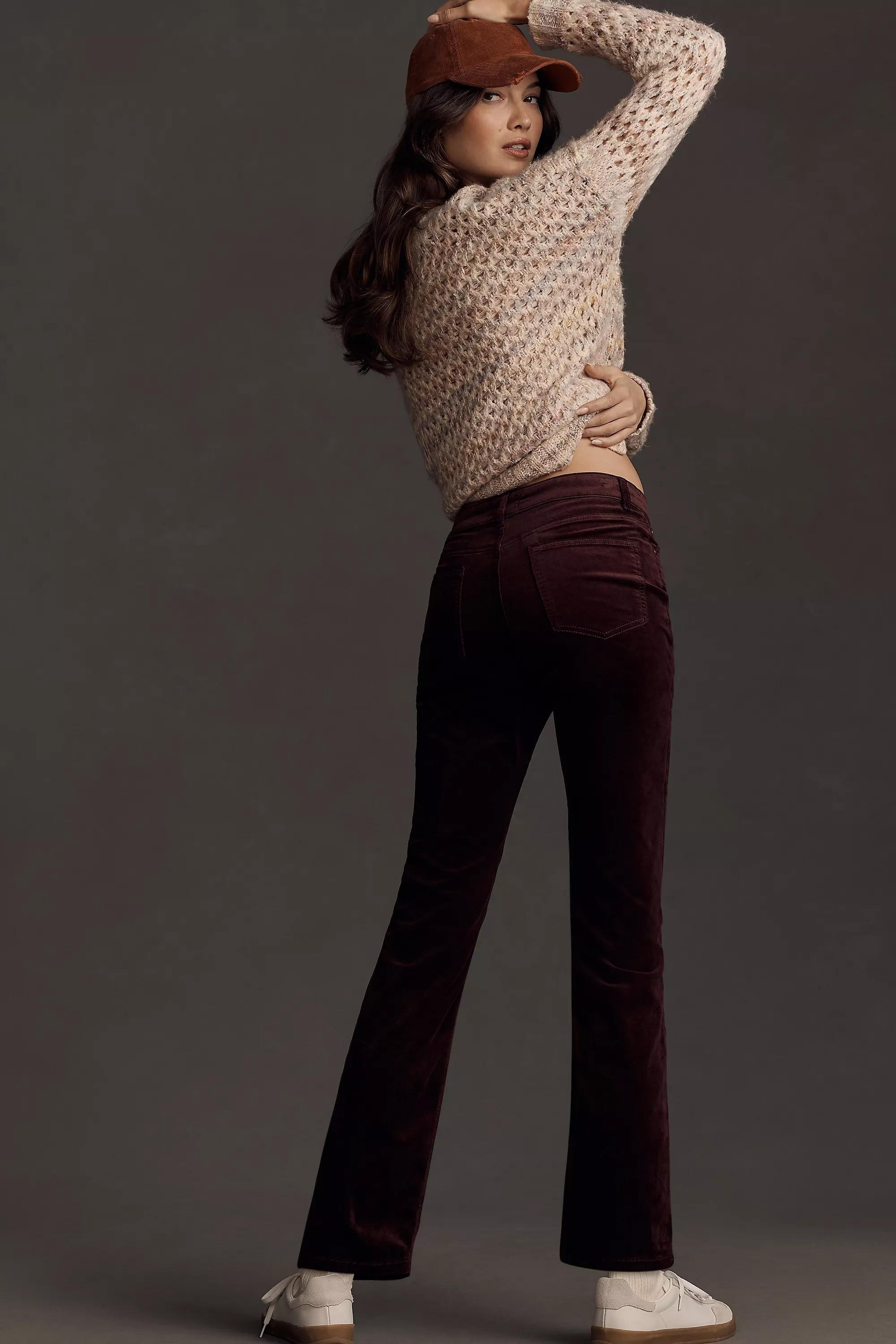 By Pilcro The Yaya Mid-Rise Crop Flare Jeans: Velvet Edition, Red, , large image number 3