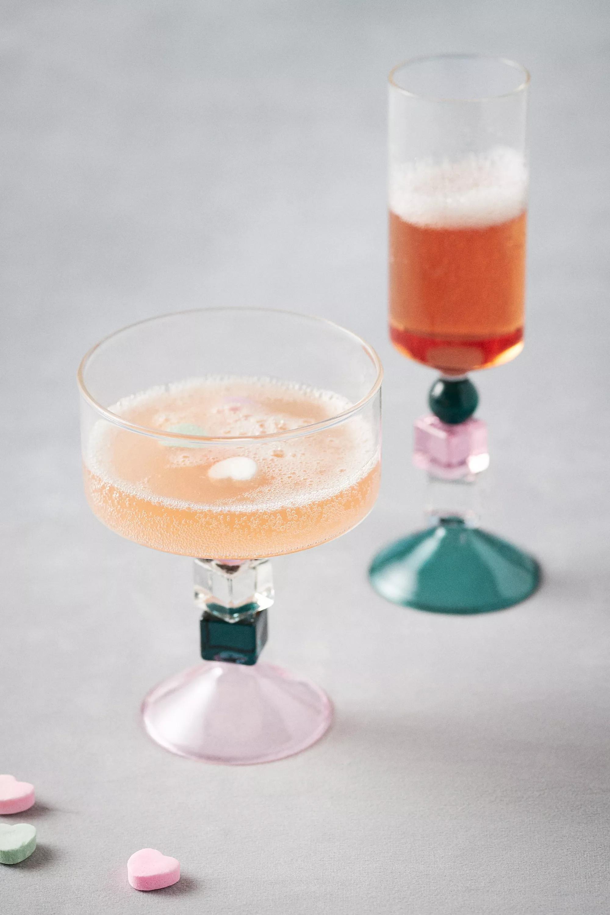 Anthropologie - Vaisselle Champagne Flute Glass, Pink