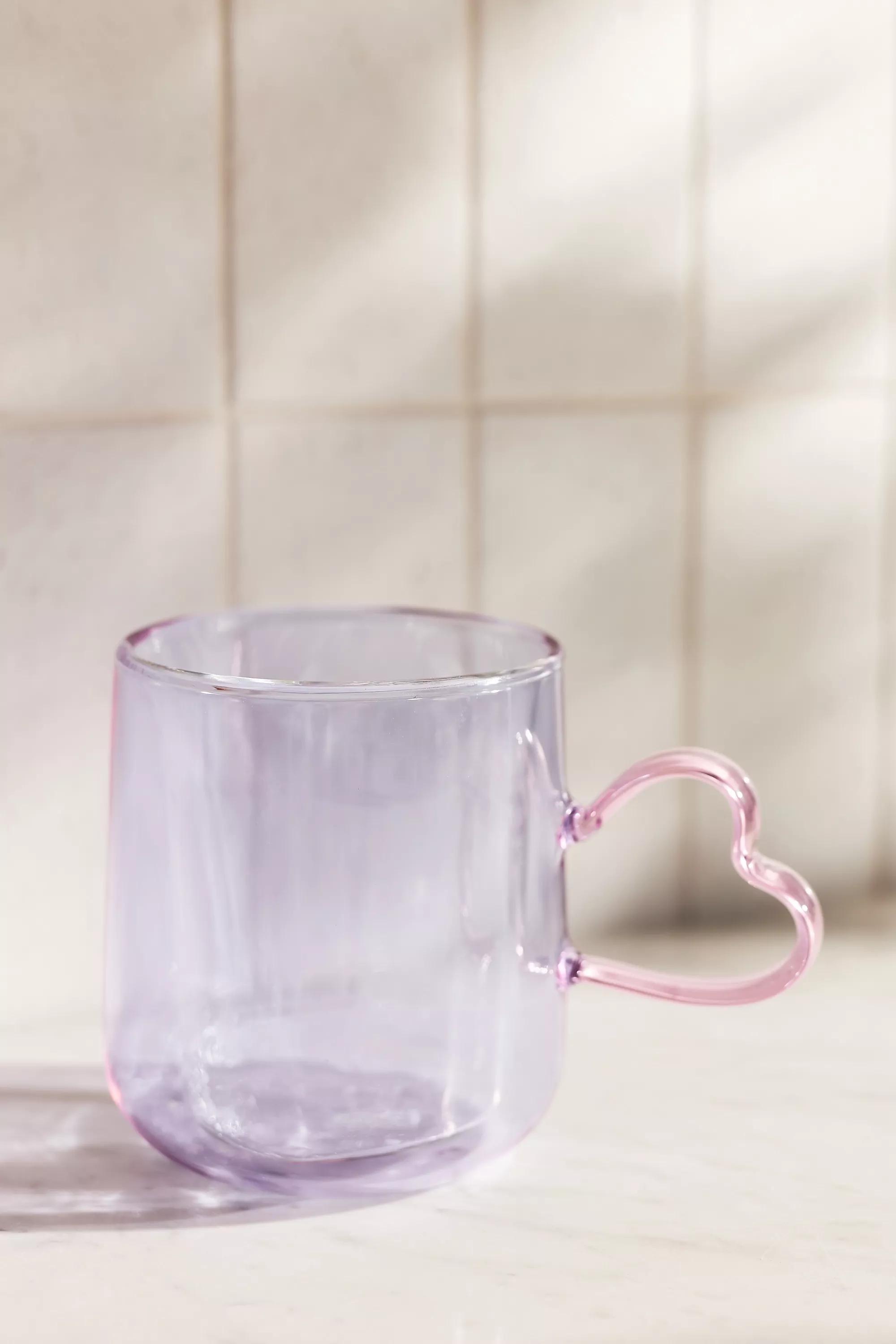 Corazon Glass Heart Handle Mug, Lilac, A501_0055, large image number 0