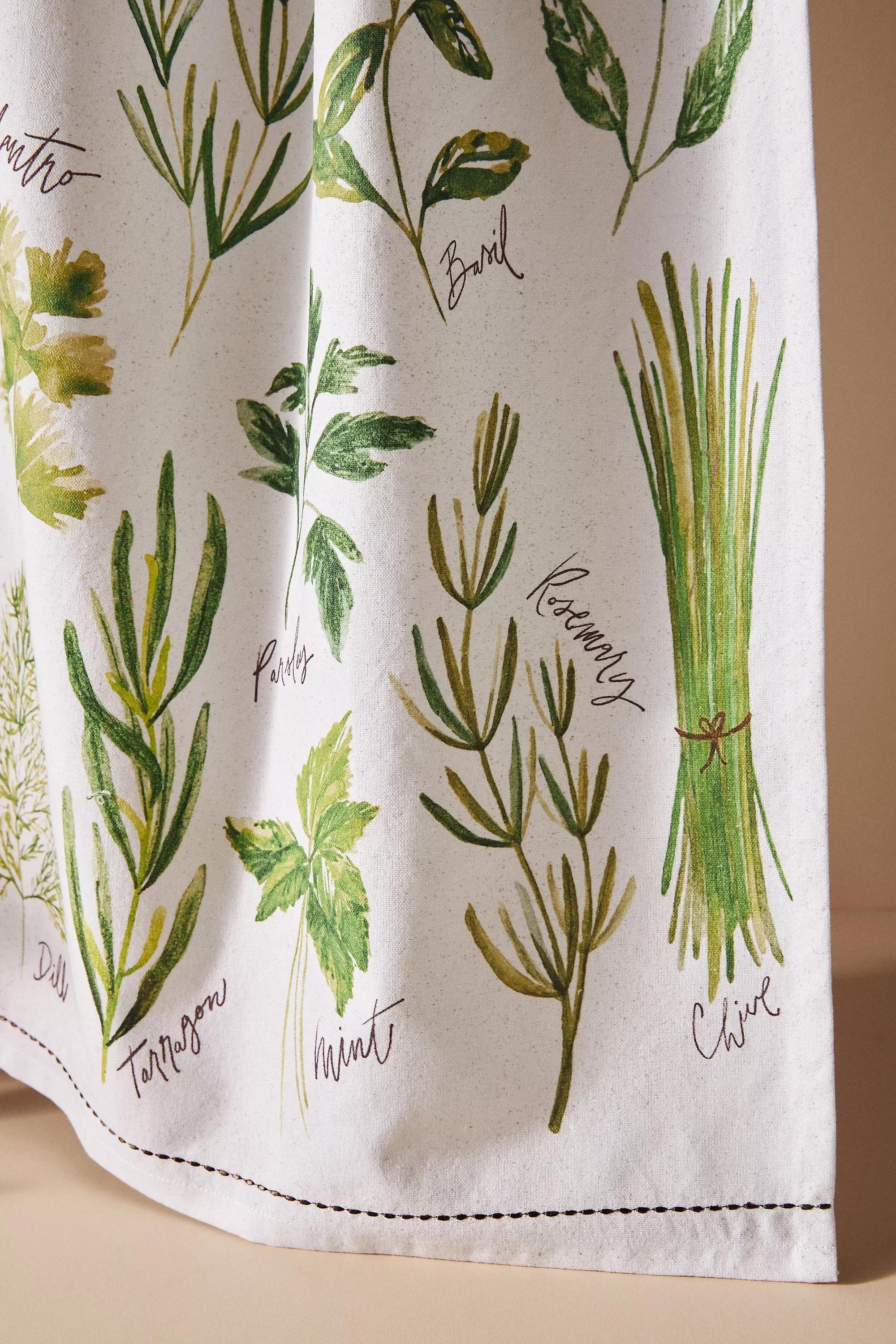 NEUTR MOT Types Of Herbs Cotton Tea Towel, , large image number 1