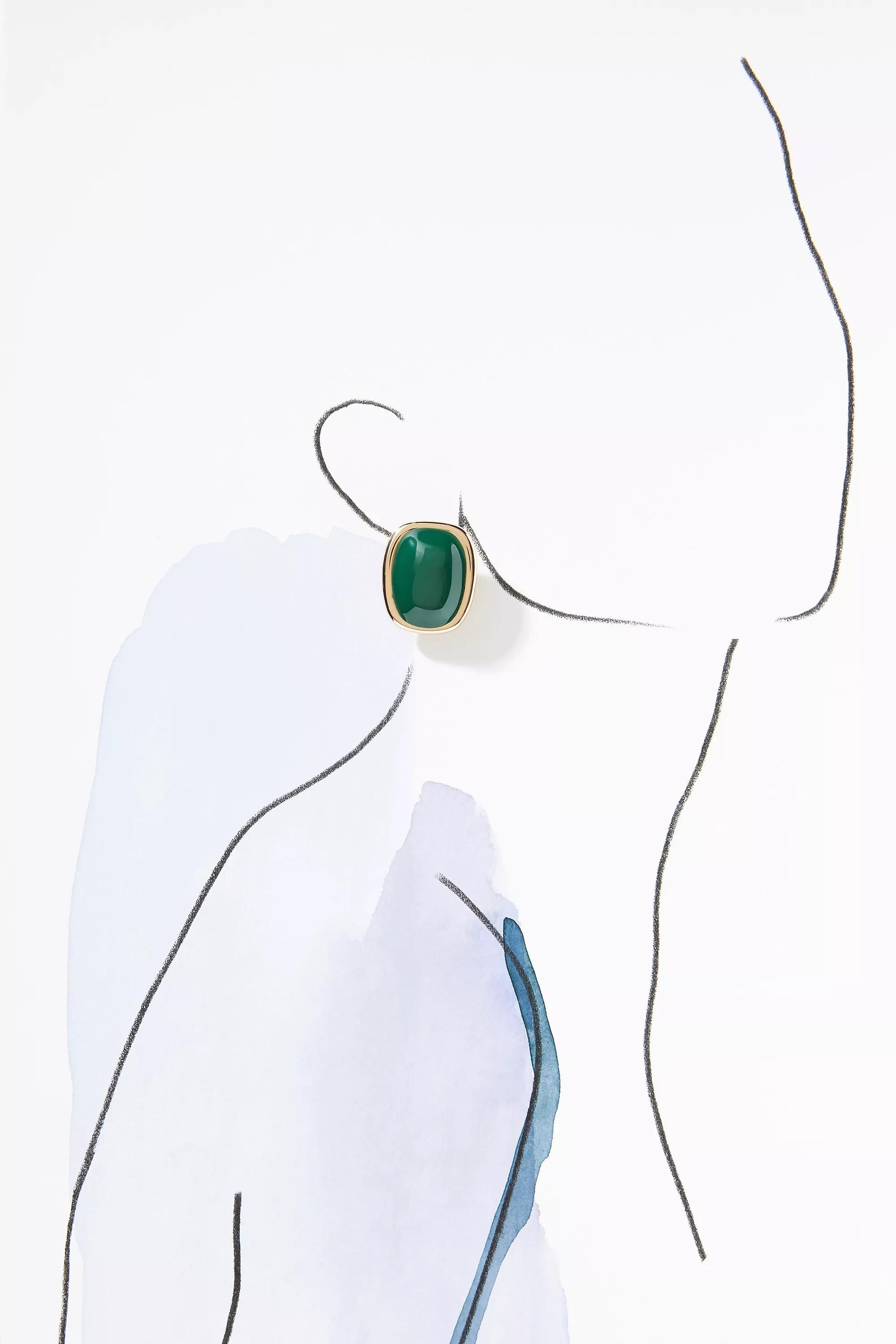 Green Rounded Square Post Earrings, Emerald, A501_0359, large image number 4