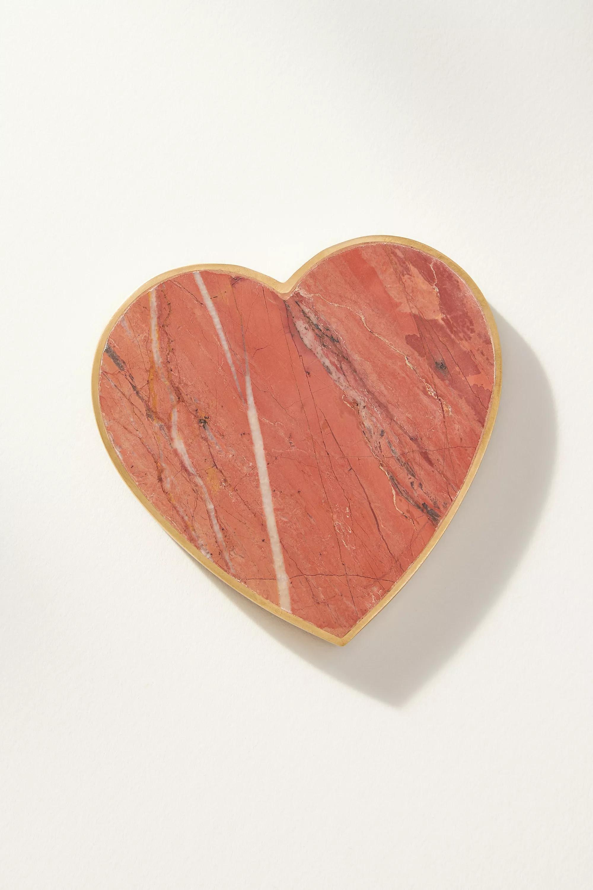 Amour Marble Heart Coaster, Red, , medium