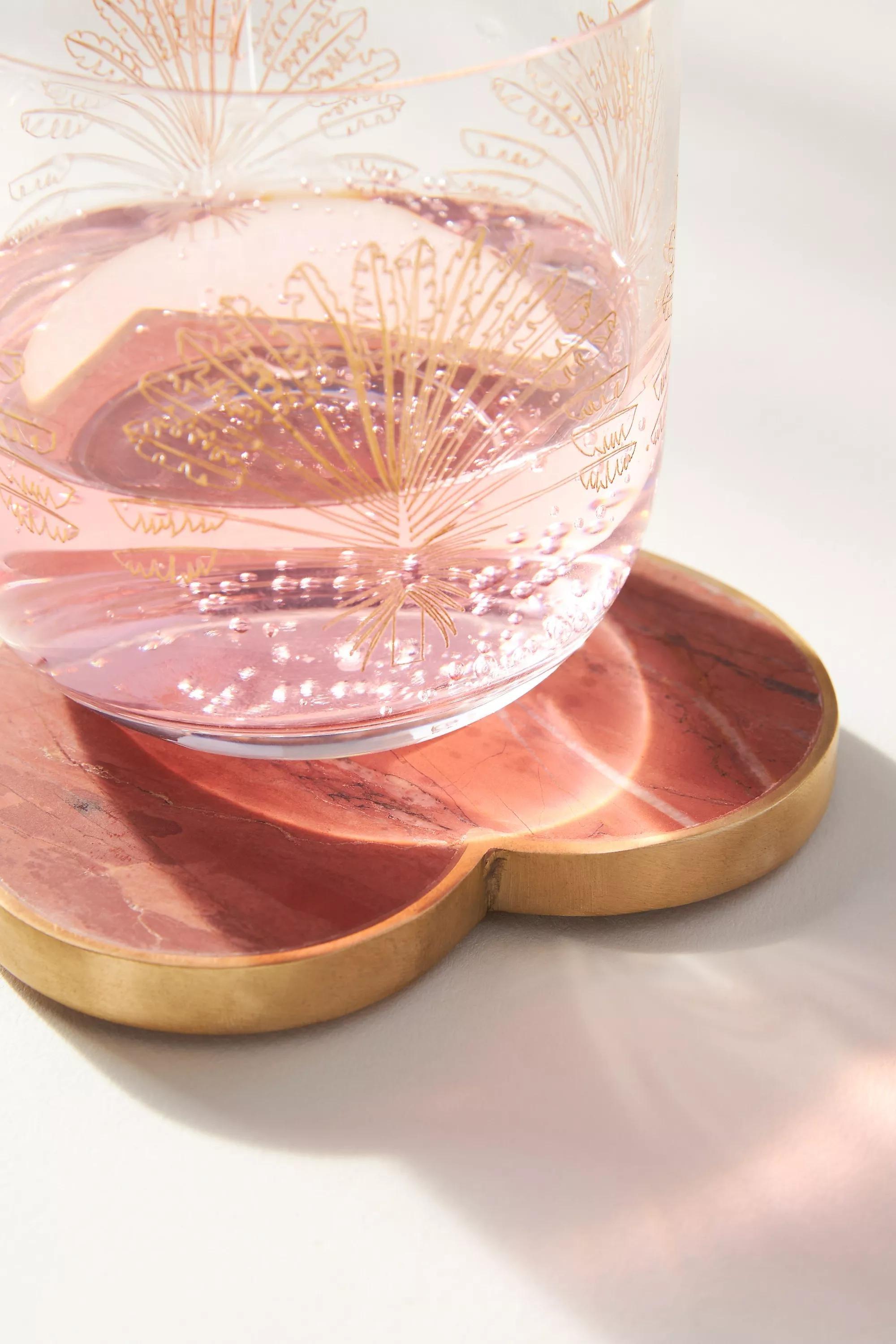Amour Marble Heart Coaster, Red, A501_0060, large image number 1