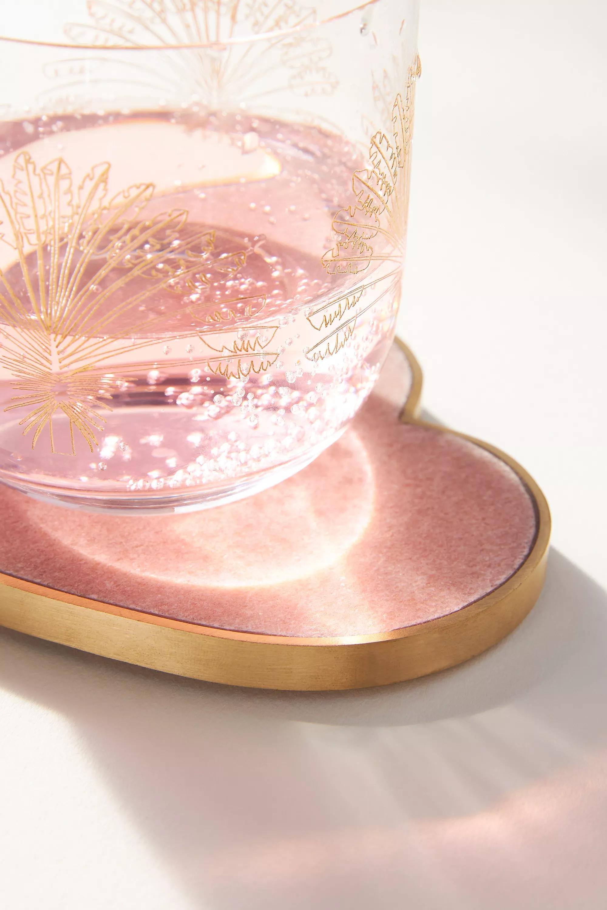 Amour Marble Heart Coaster, Pink, A501_0066, large image number 1