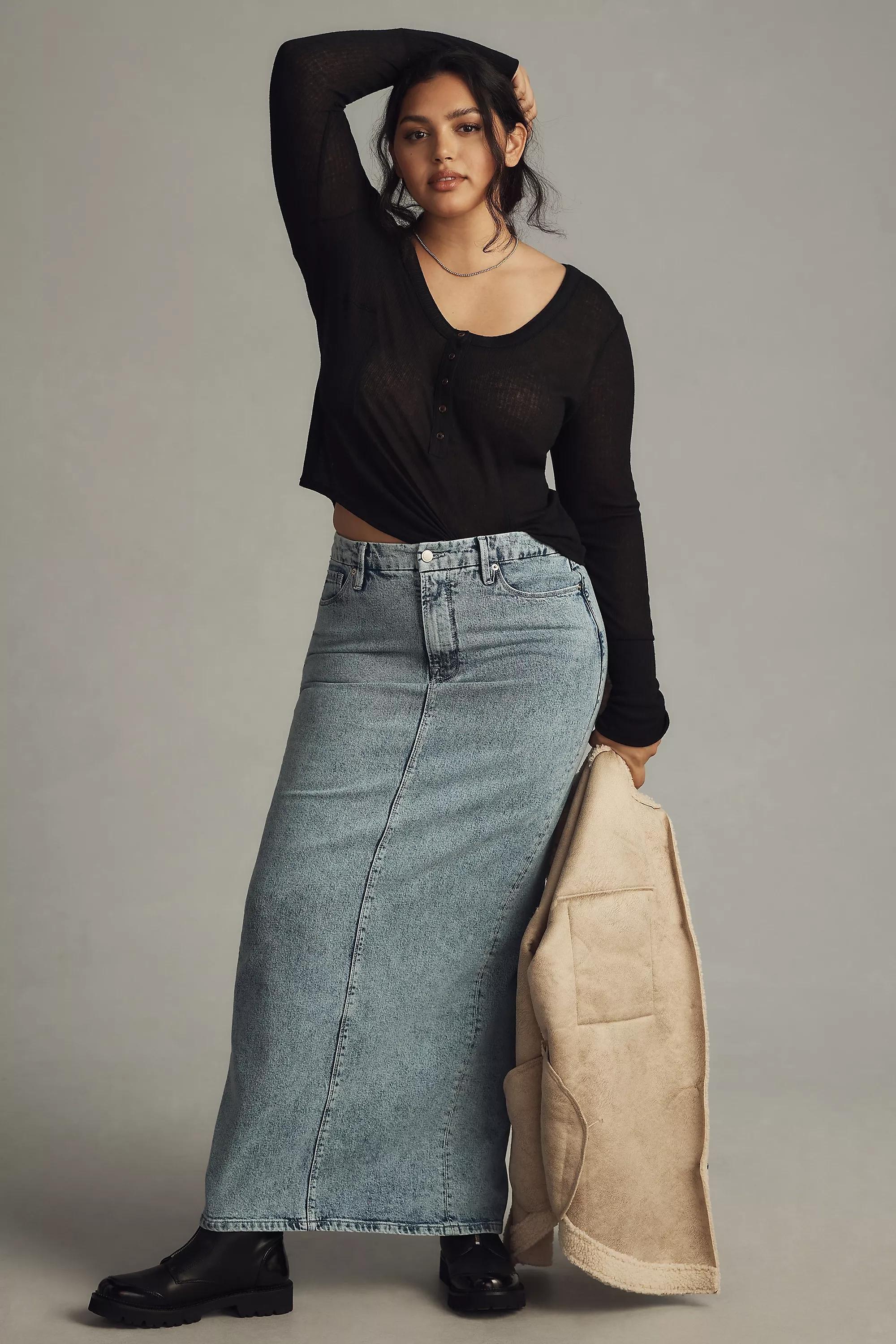By Pilcro Andie Ribbed Tissue Henley Top, Black, , large image number 3
