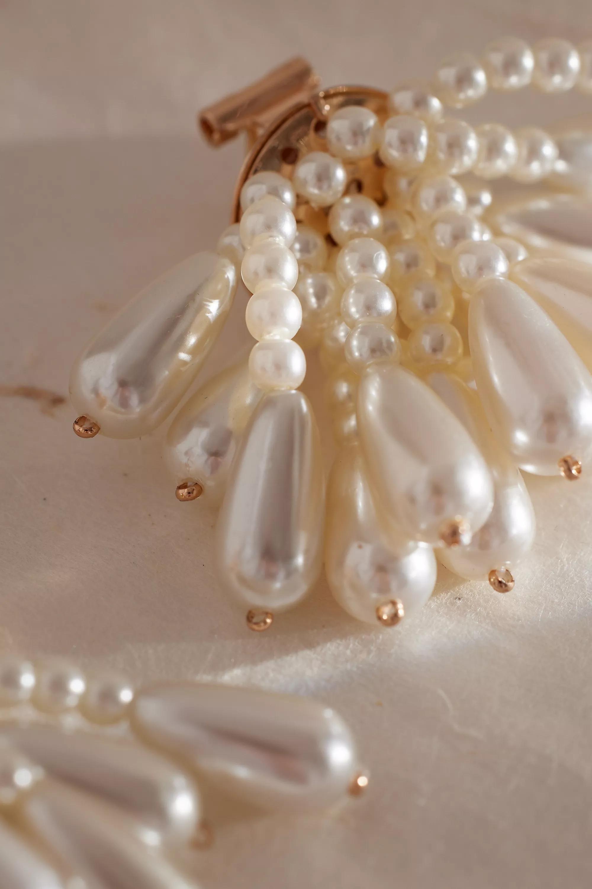 Drippy Pom Pom Earrings, Pearl, , large image number 3