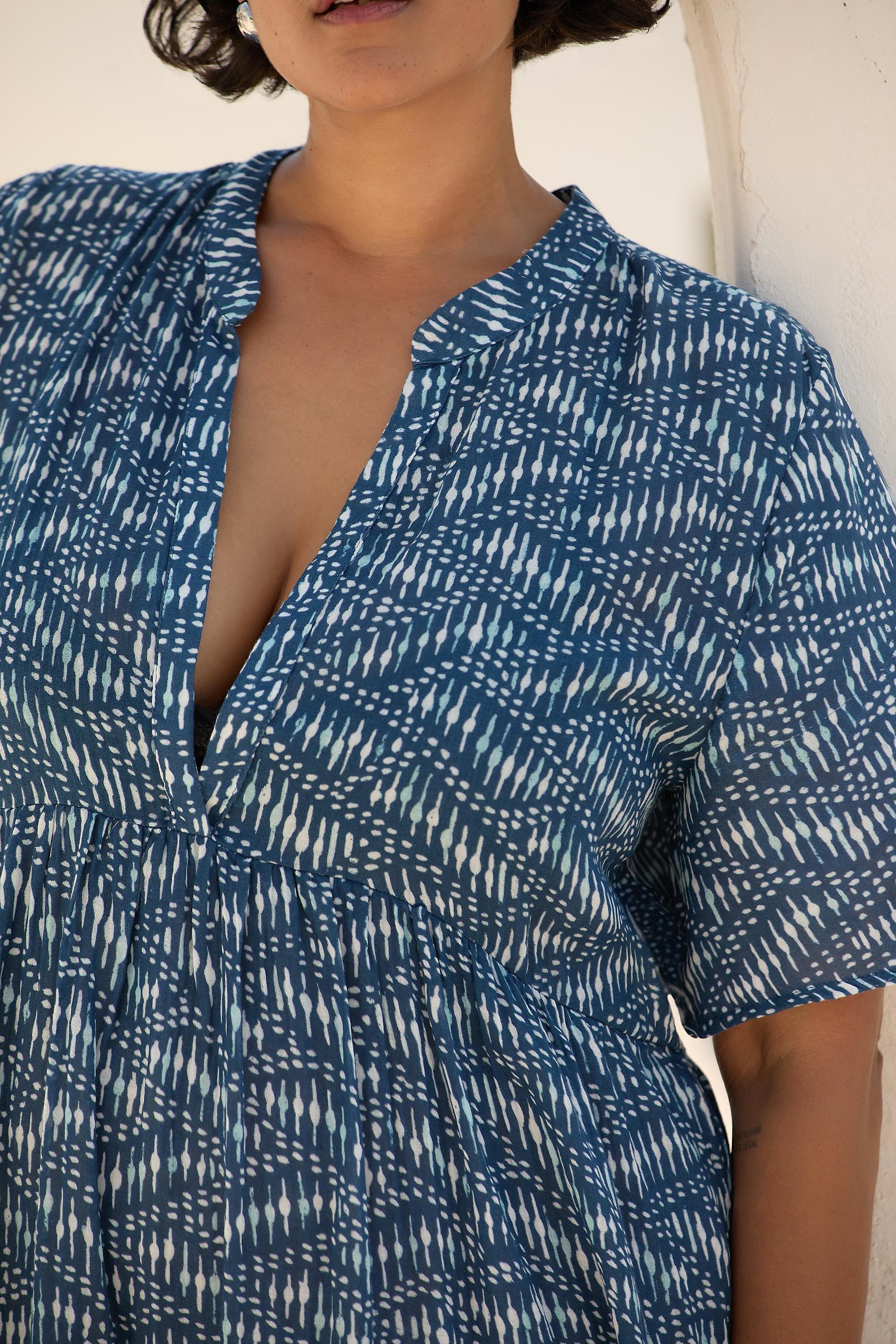 Anthropologie Textured Shirt Dress, Blue, , large image number 5