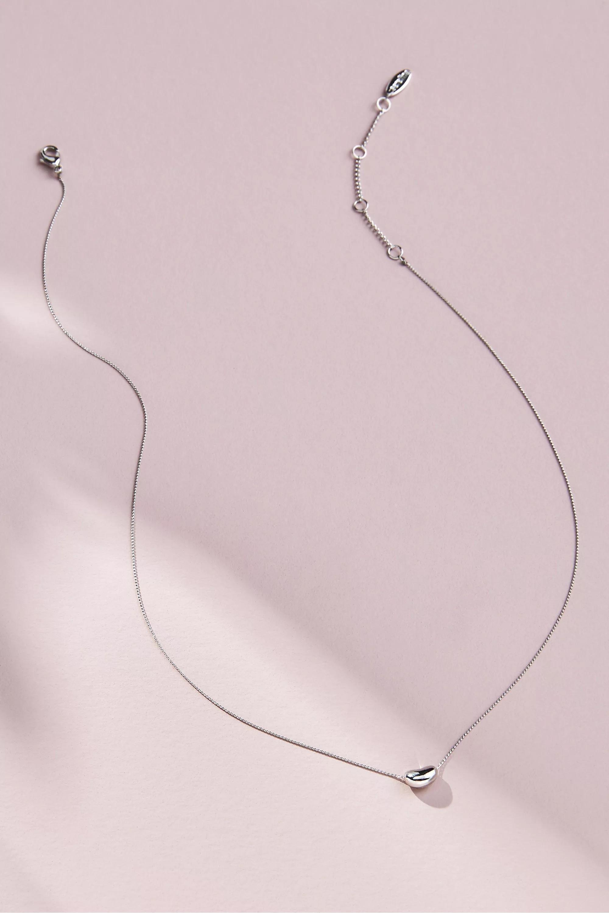 Tiny Bean Pendant Necklace, Silver, A501_0007, large image number 0