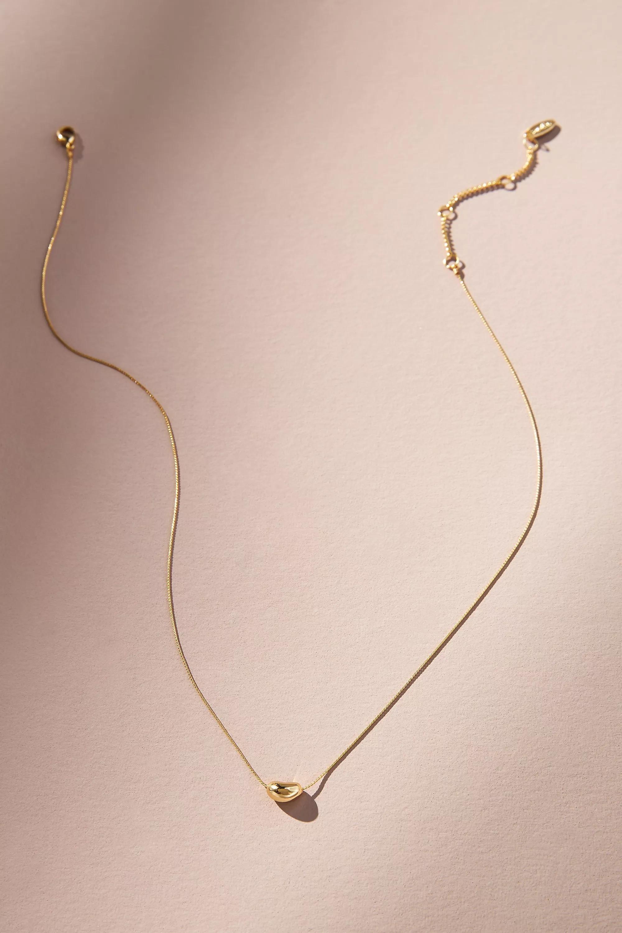 Tiny Bean Pendant Necklace, Gold, A501_0070, large image number 2