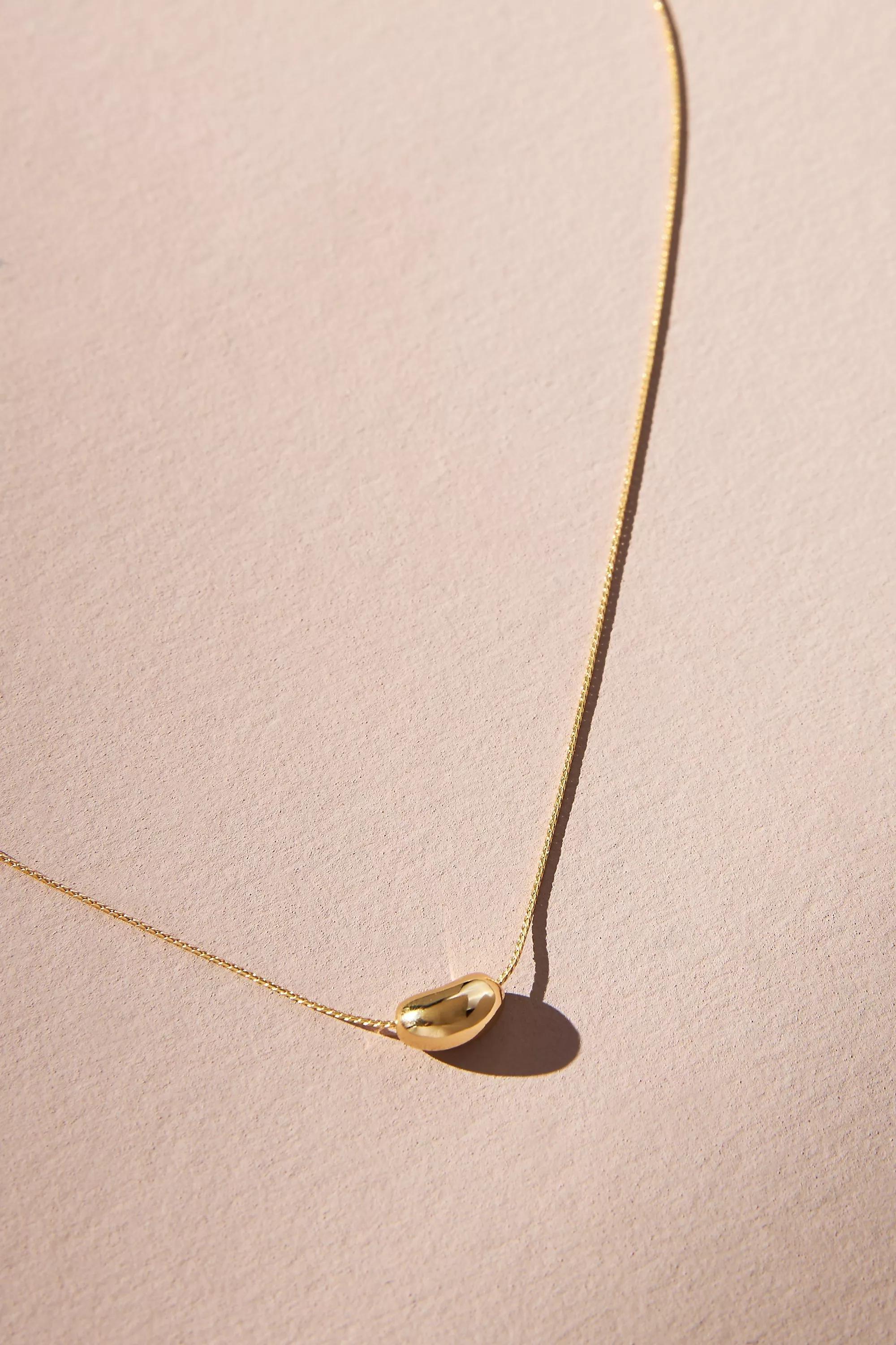 Tiny Bean Pendant Necklace, Gold, A501_0070, large image number 3
