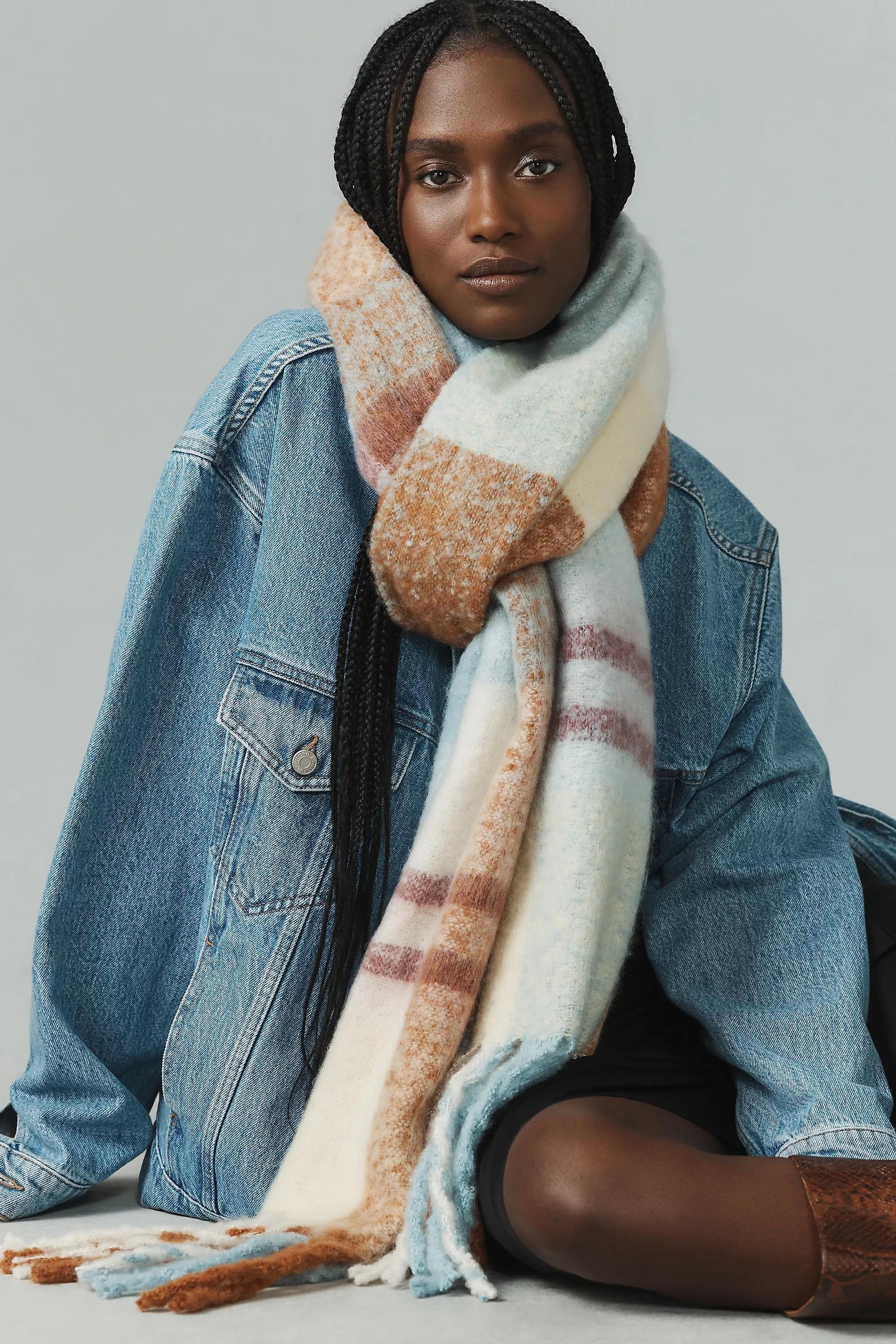 Plaid Scarf, Blue, A501_0040, large image number 0