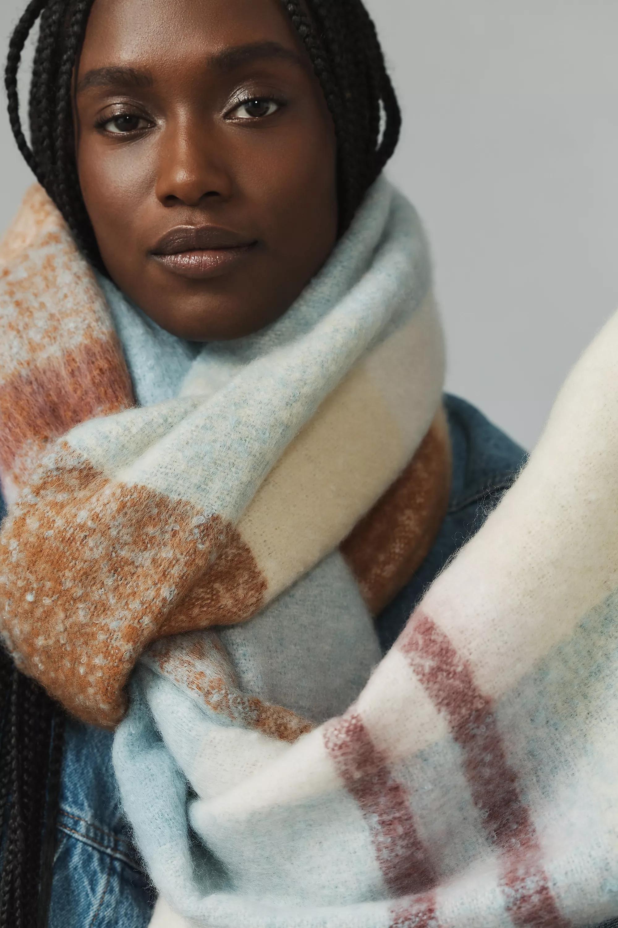 Plaid Scarf, Blue, A501_0040, large image number 1