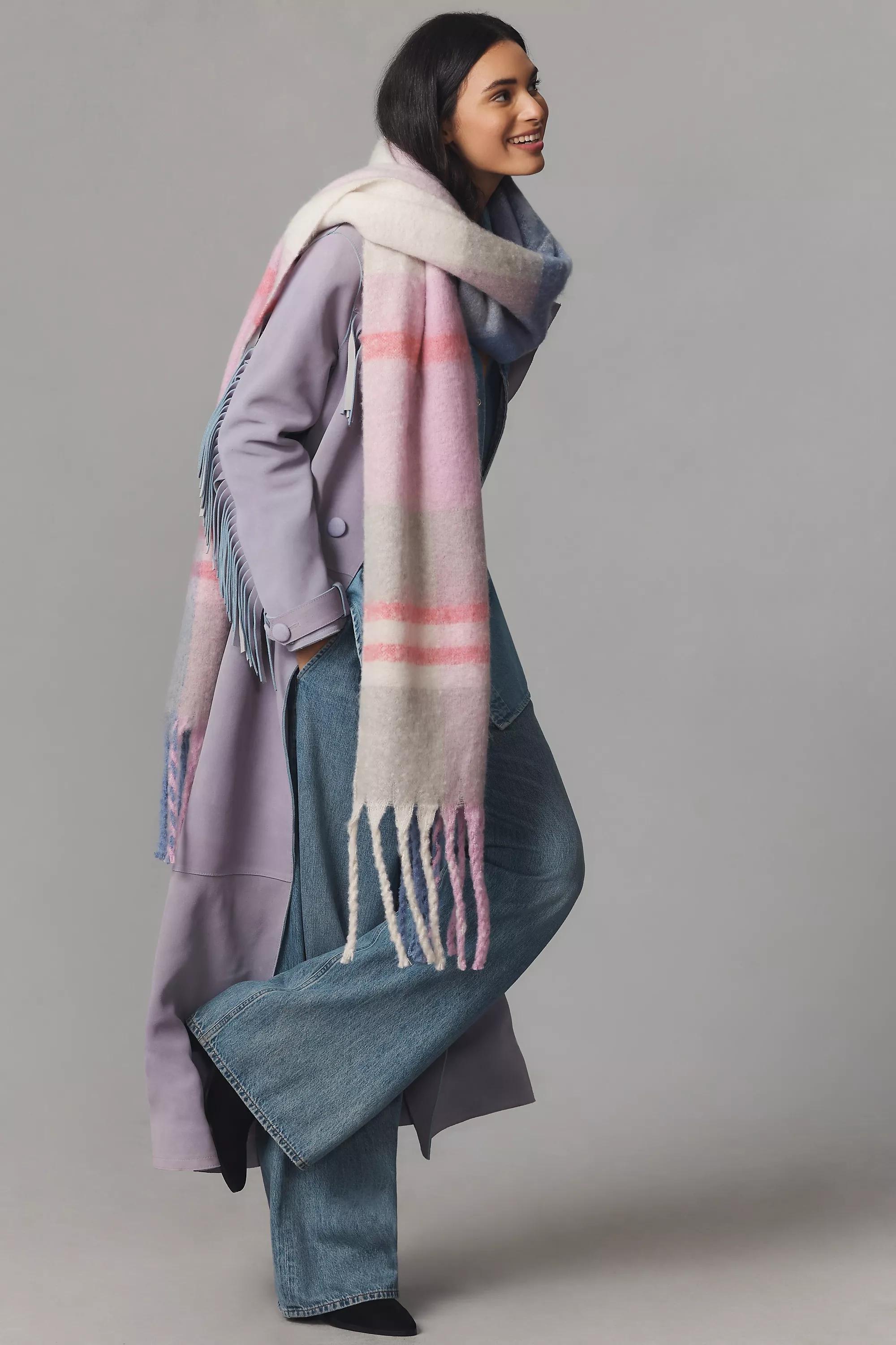 Plaid Scarf, Purple, , large image number 1