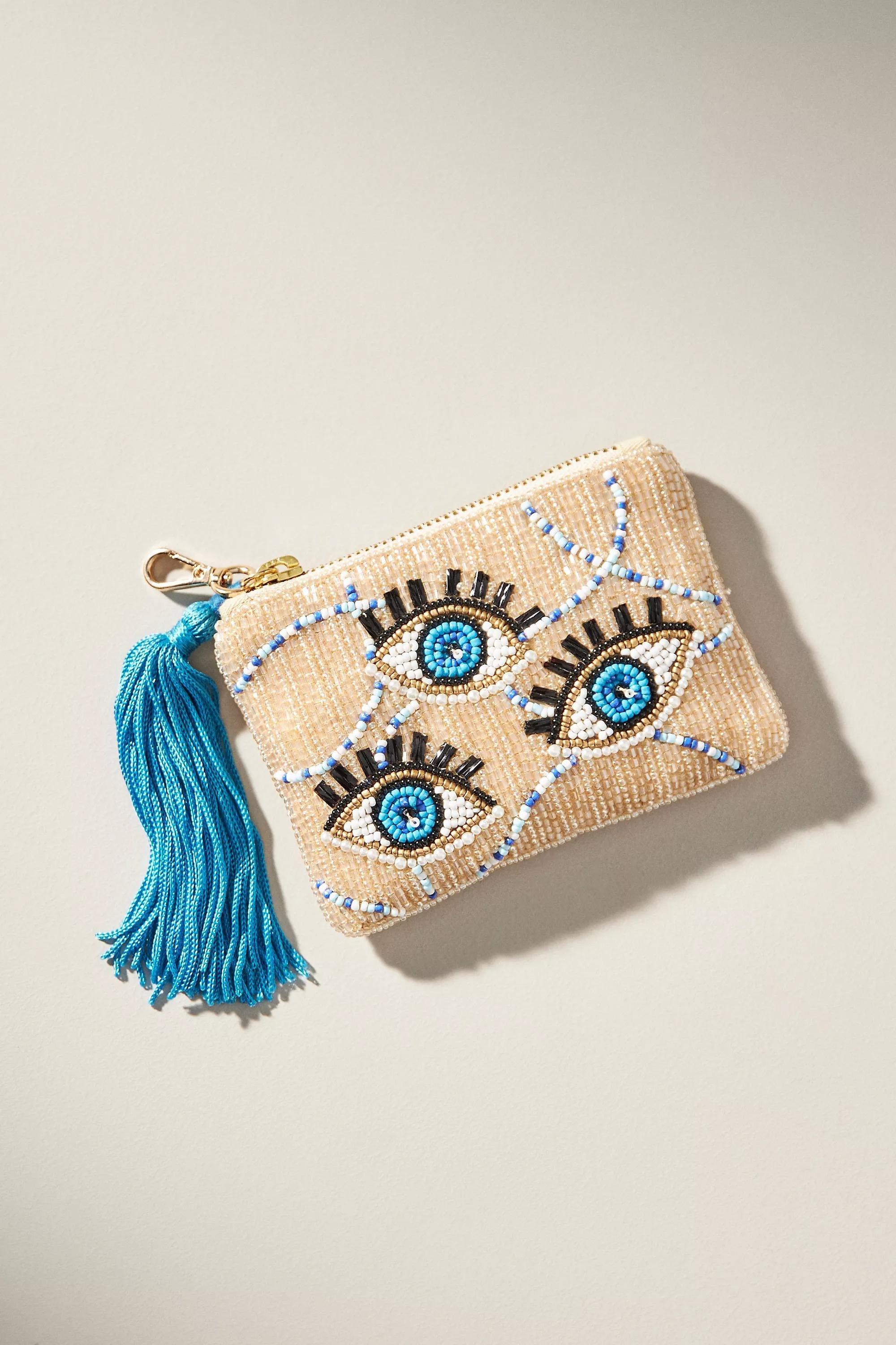 Icon Beaded Tassel Coin Purse, Blue, A501_0040, large image number 0