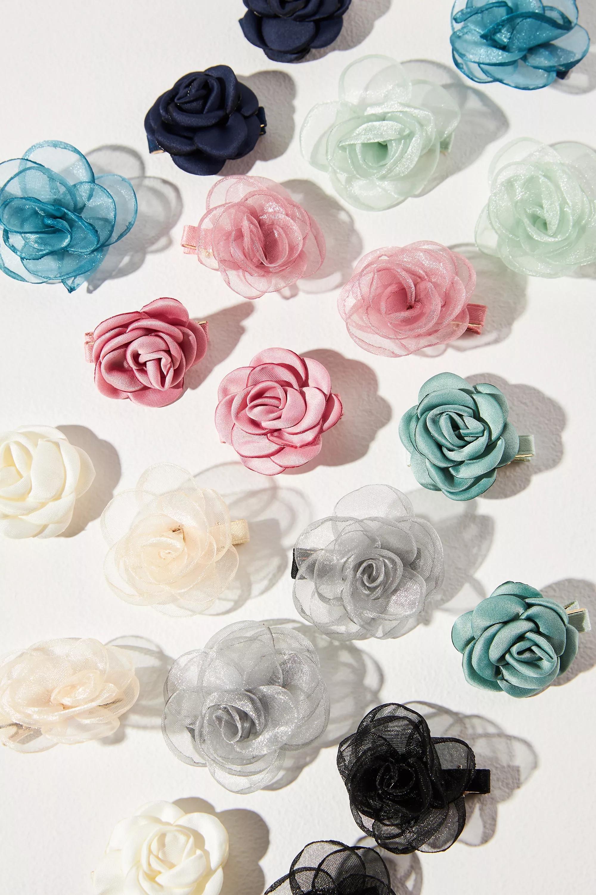 Rosette Hair Clips, Pink Set Of 4, A501_0001, large image number 1