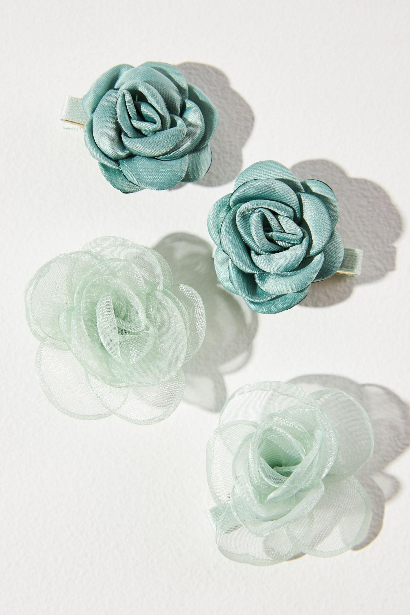 Rosette Hair Clips, White Set Of 4, A501_0102, large image number 0