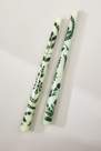 Anthropologie - Ananda Hand-Painted Taper Candles, Set Of 2, Green
