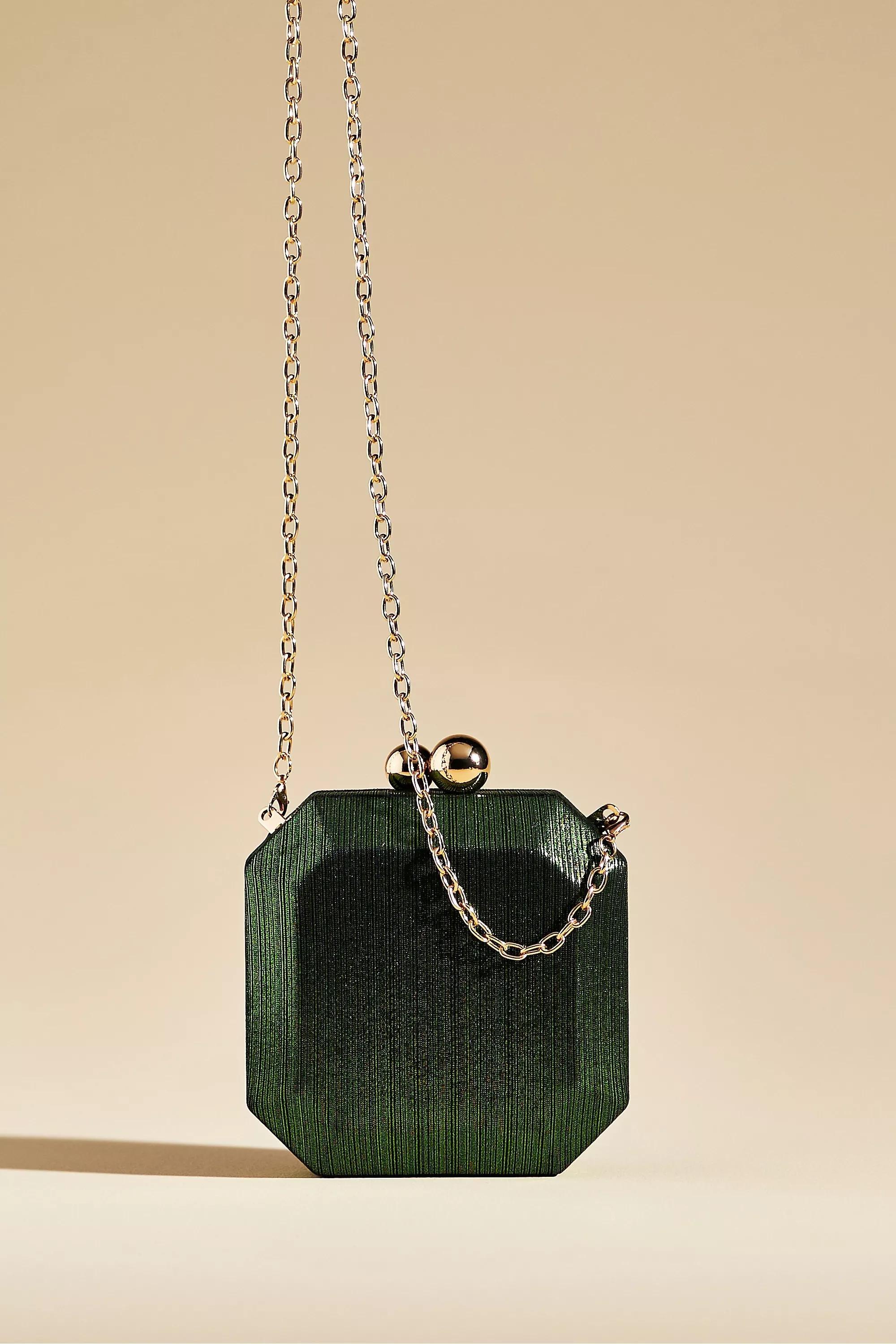 Mini Metallic Hard Case Box Clutch Bag, Green, A501_0030, large image number 1