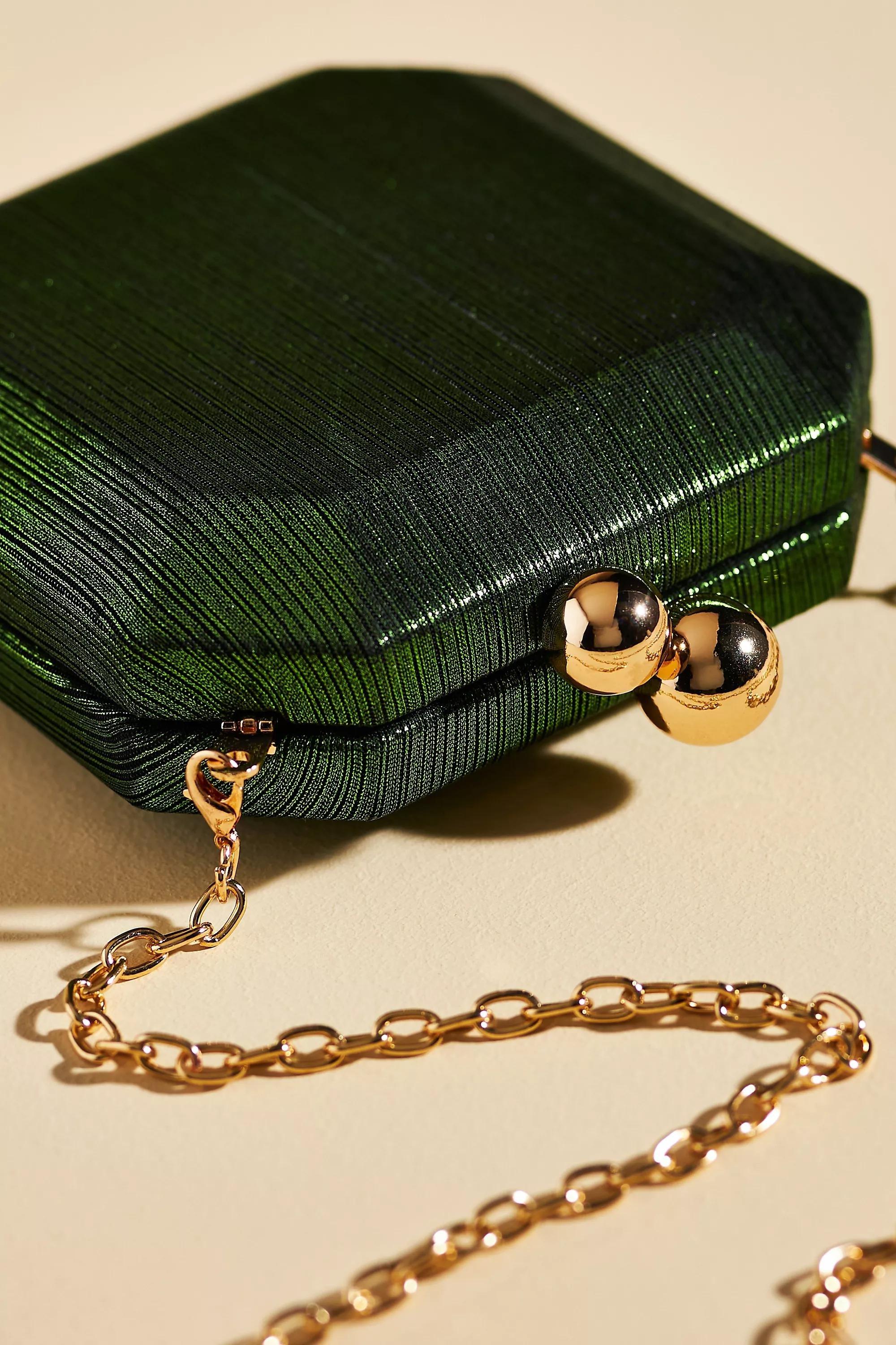 Mini Metallic Hard Case Box Clutch Bag, Green, A501_0030, large image number 2