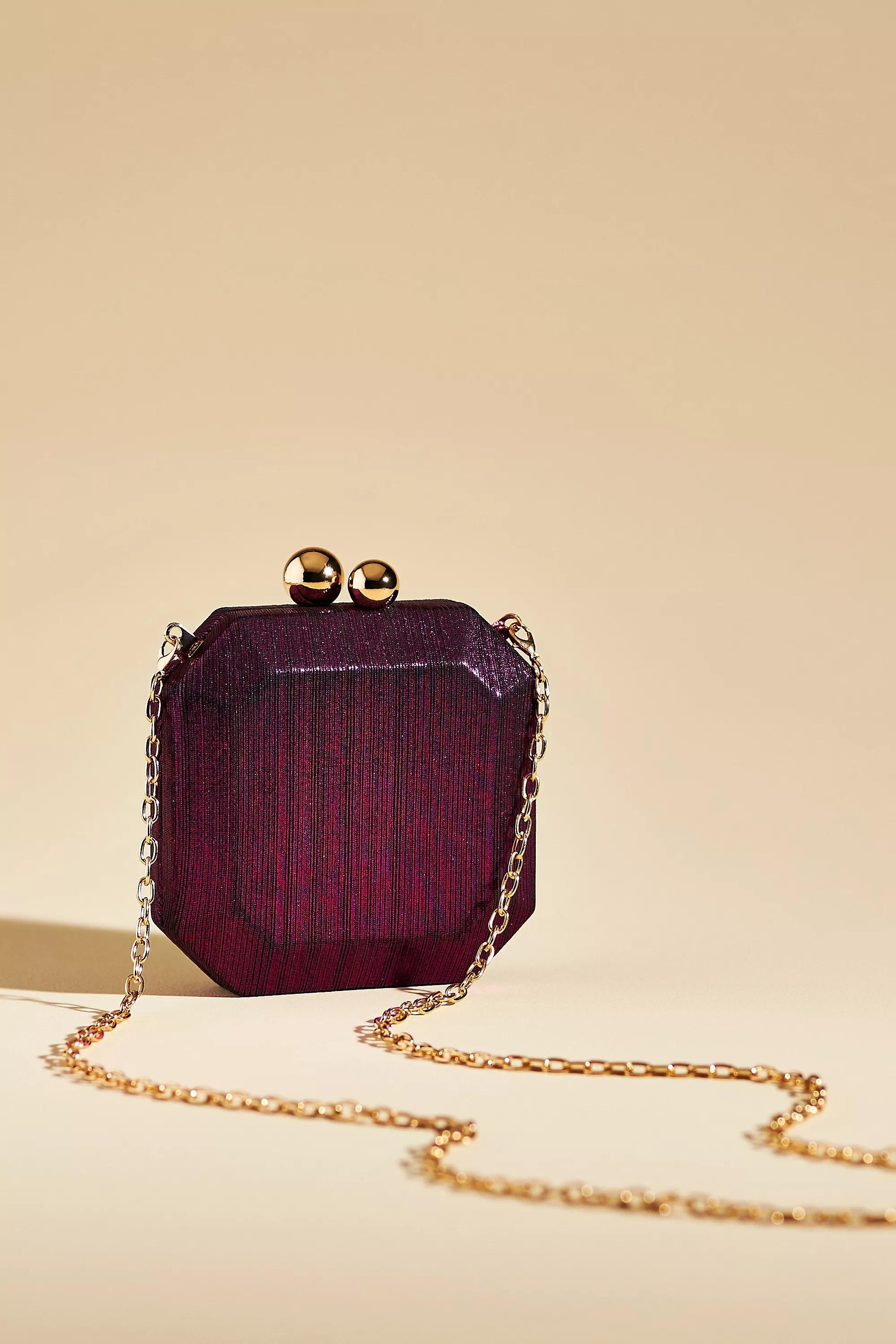 Mini Metallic Hard Case Box Clutch Bag, Pink, A501_0066, large image number 0