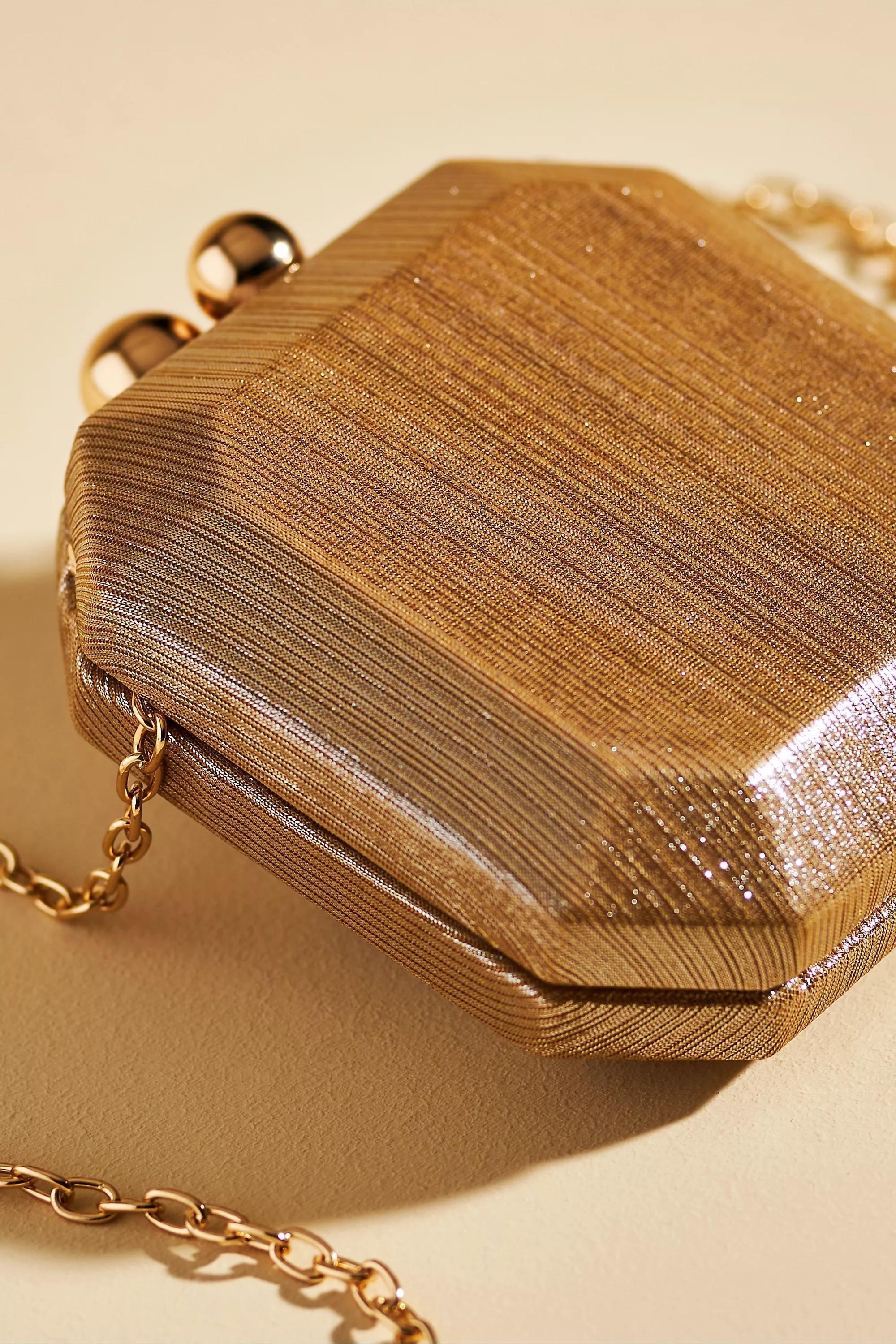 Mini Metallic Hard Case Box Clutch Bag, Gold, A501_0070, large image number 2